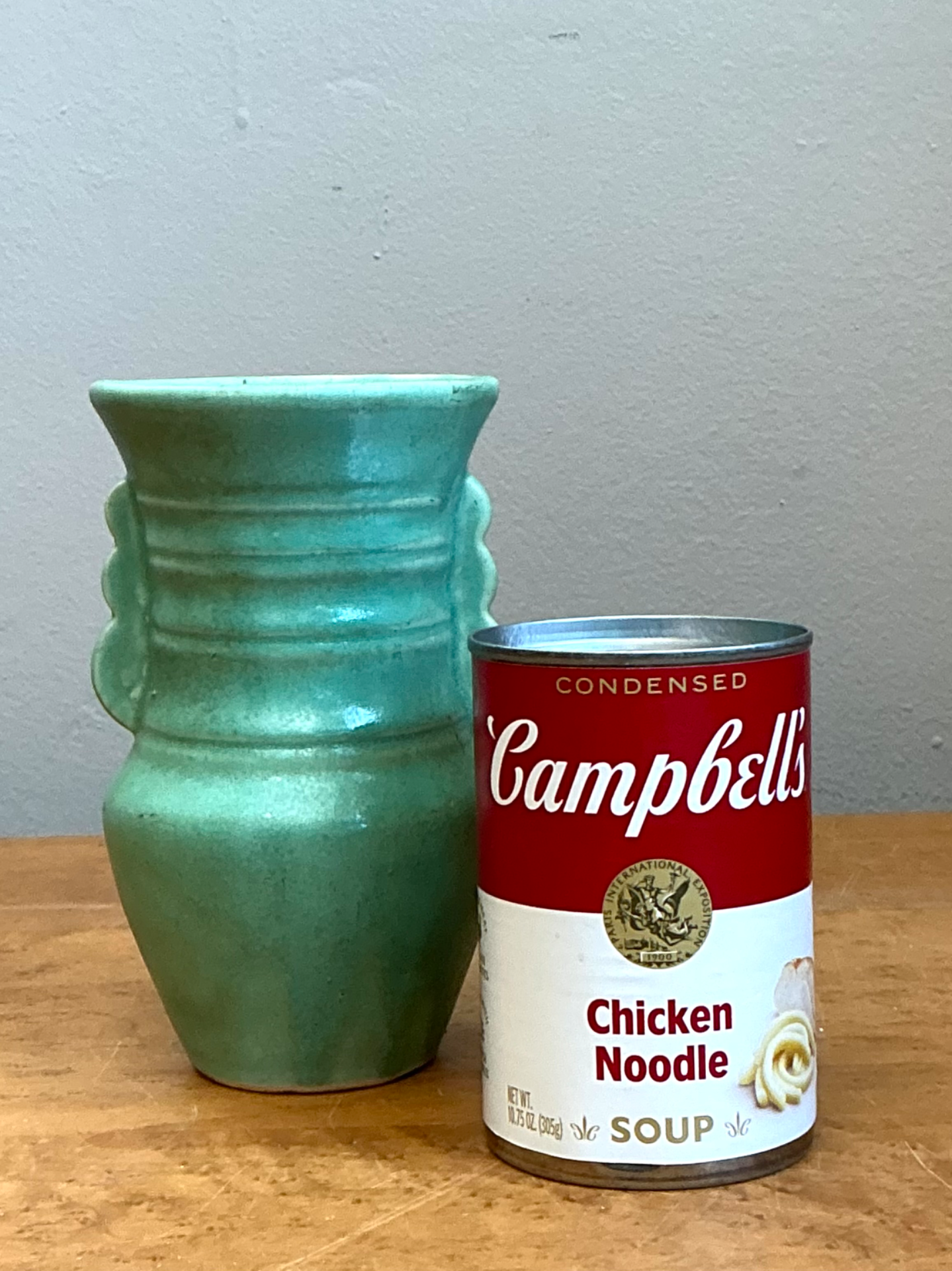 Vintage Turquoise Ceramic Pottery Vase - Side view