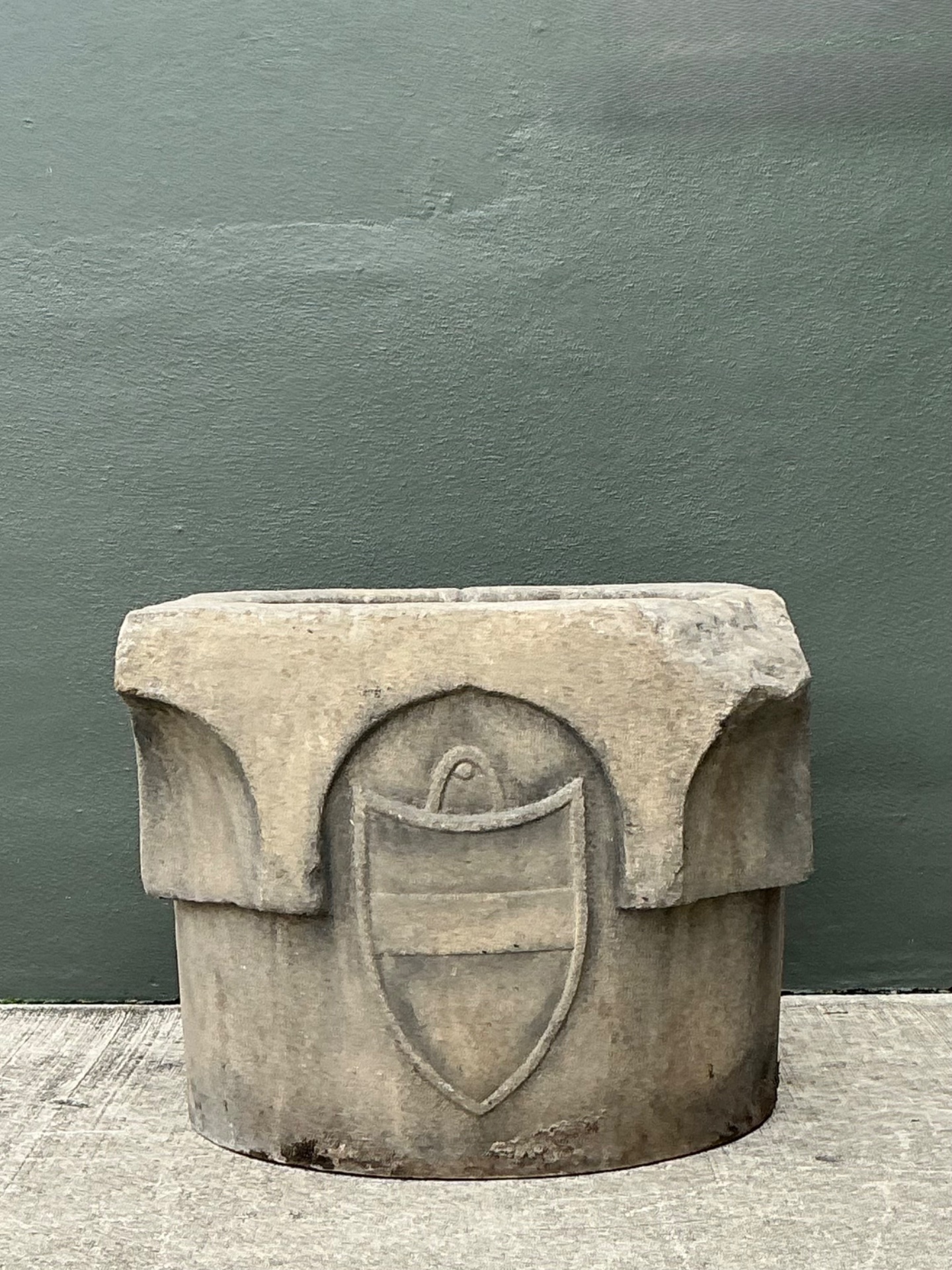 Vintage 19th Century Cast Stone Well Head - Side view