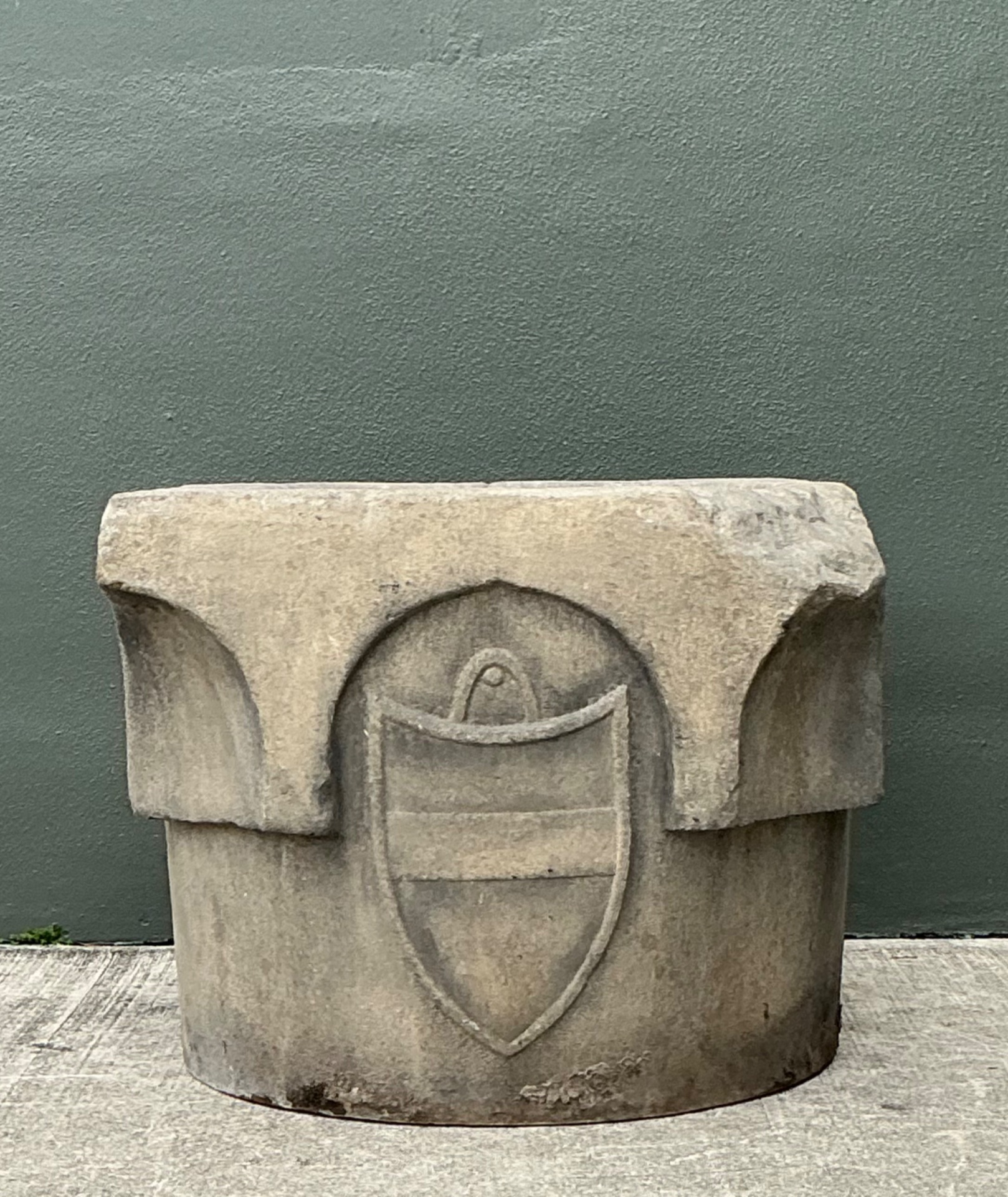 Vintage 19th Century Cast Stone Well Head - Back view