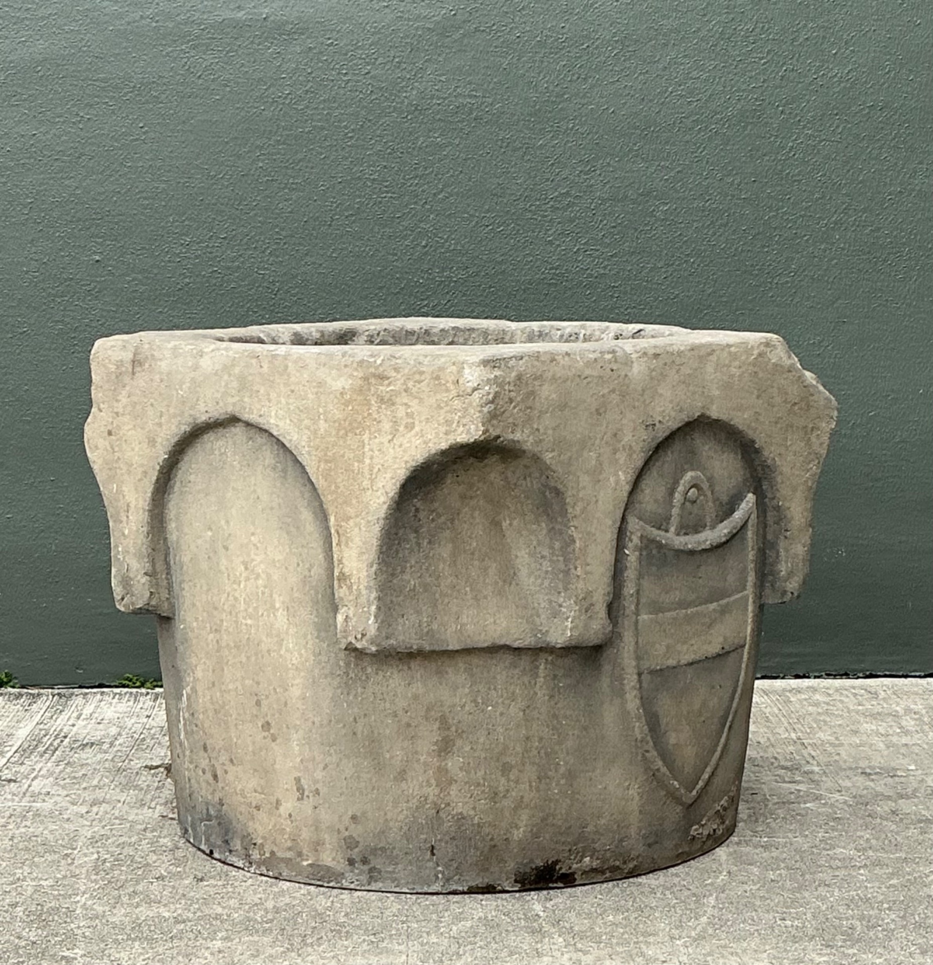 Vintage 19th Century Cast Stone Well Head - Top view