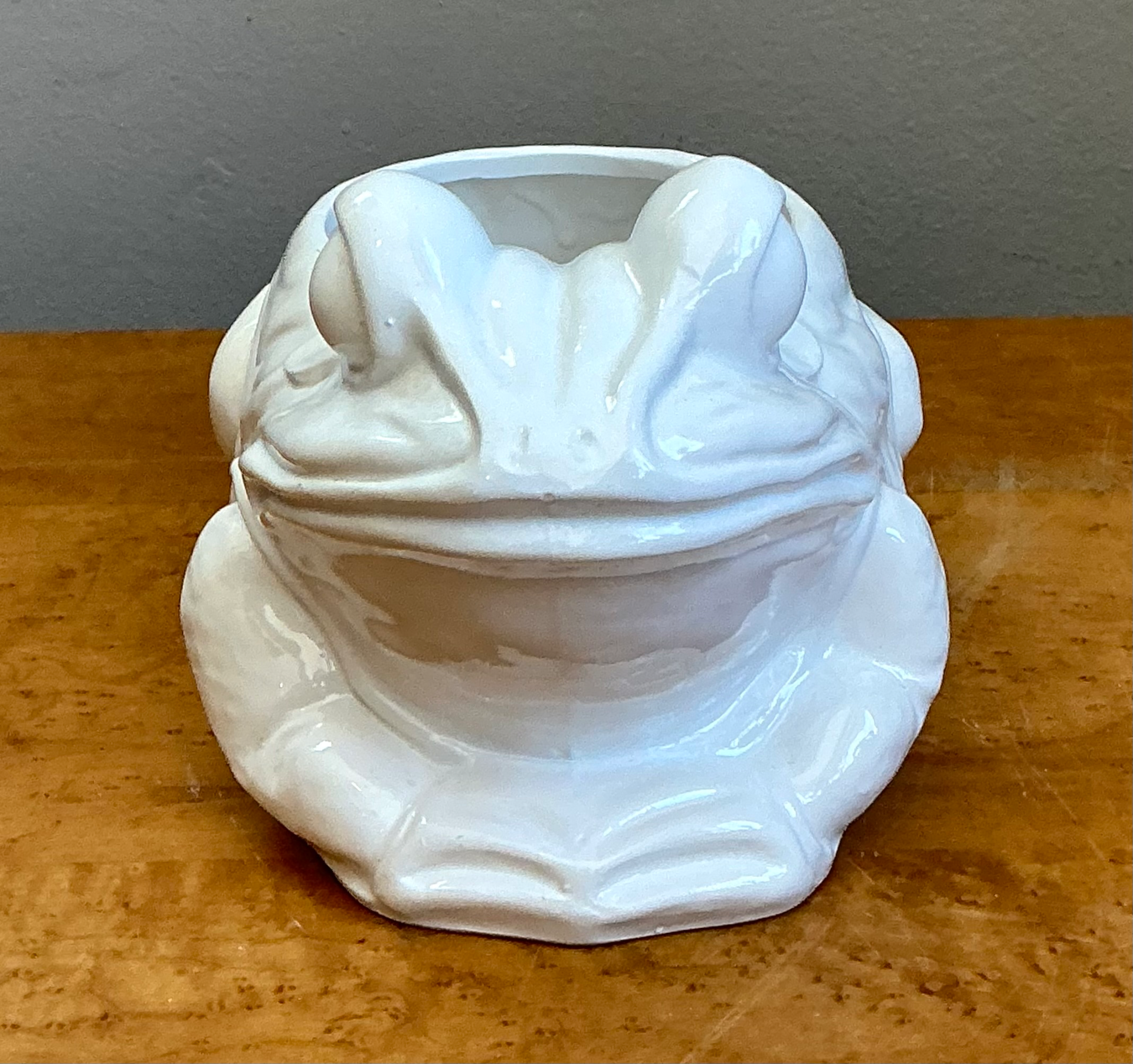 Vintage Italian White Frog Ceramic Vase - Detail view