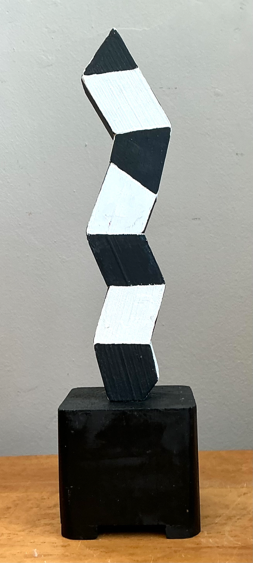 Vintage Geometric Wood Sculpture - Detail view