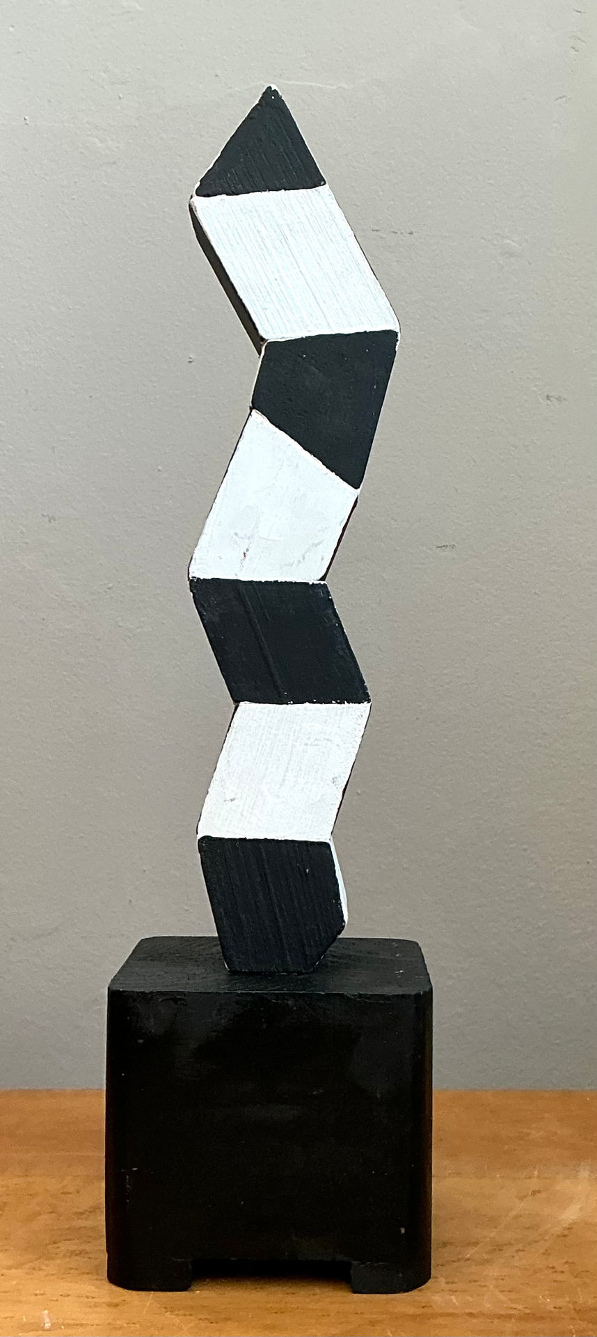 Vintage Geometric Wood Sculpture - Back view