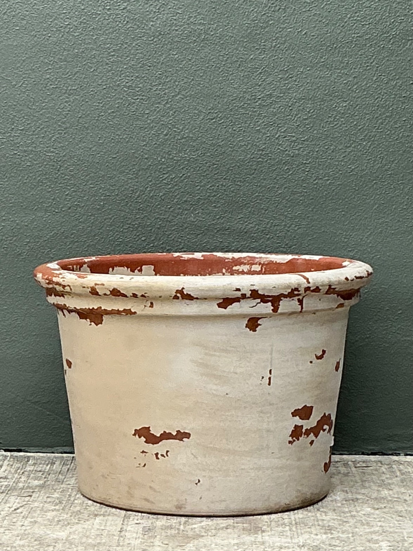 Vintage Weathered Italian Terracotta Planter - Side view