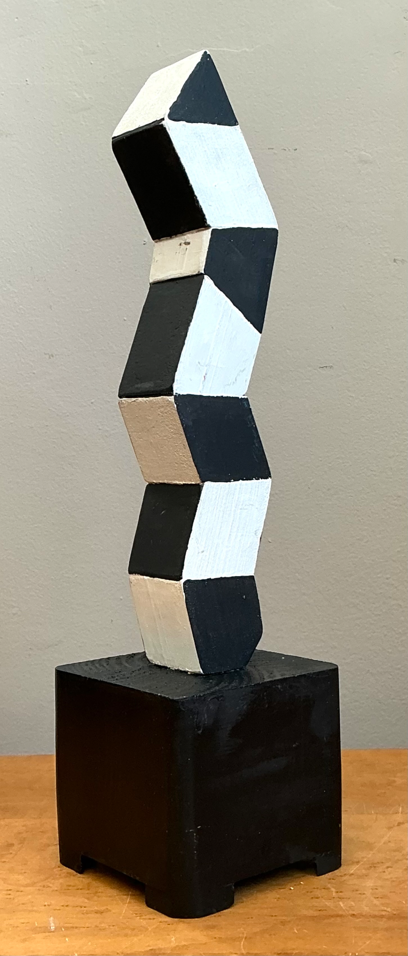 Vintage Geometric Wood Sculpture - Side view