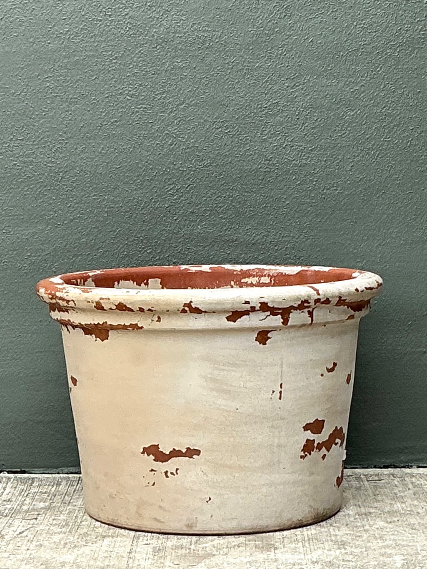 Vintage Weathered Italian Terracotta Planter - Top view
