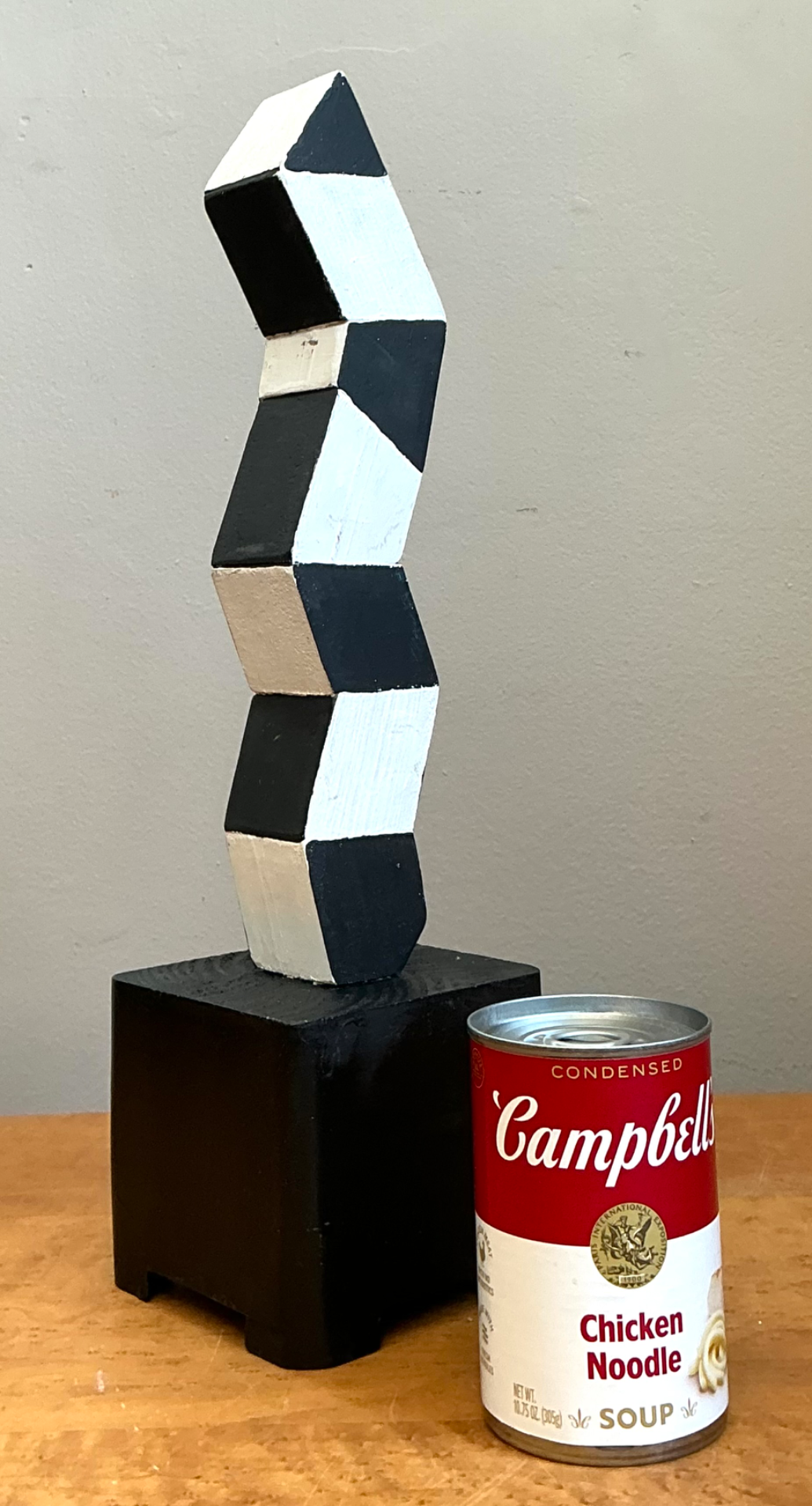Vintage Geometric Wood Sculpture - Top view
