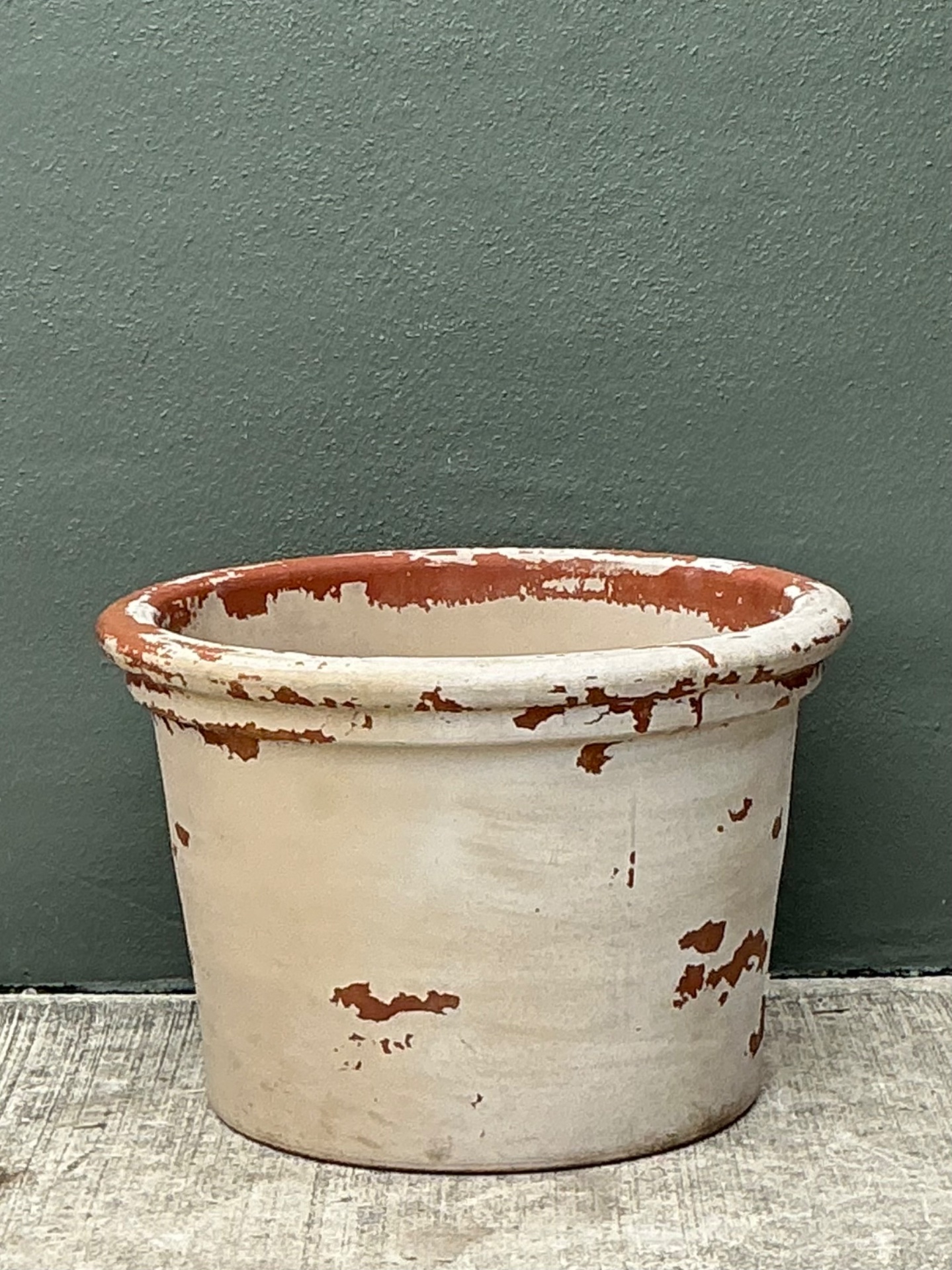 Vintage Weathered Italian Terracotta Planter - Back view