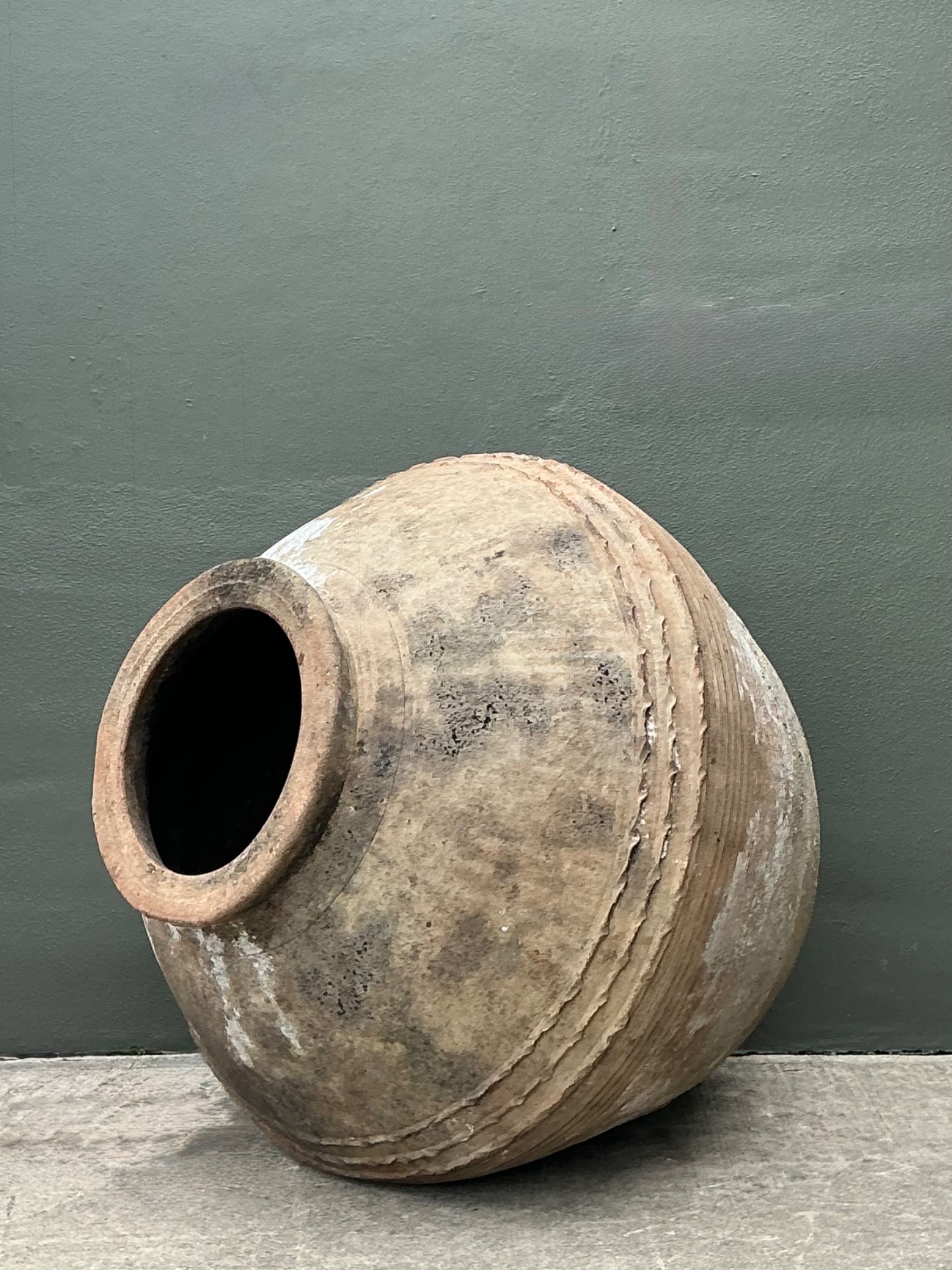 Vintage Monumental Terracotta Vessel - Top view