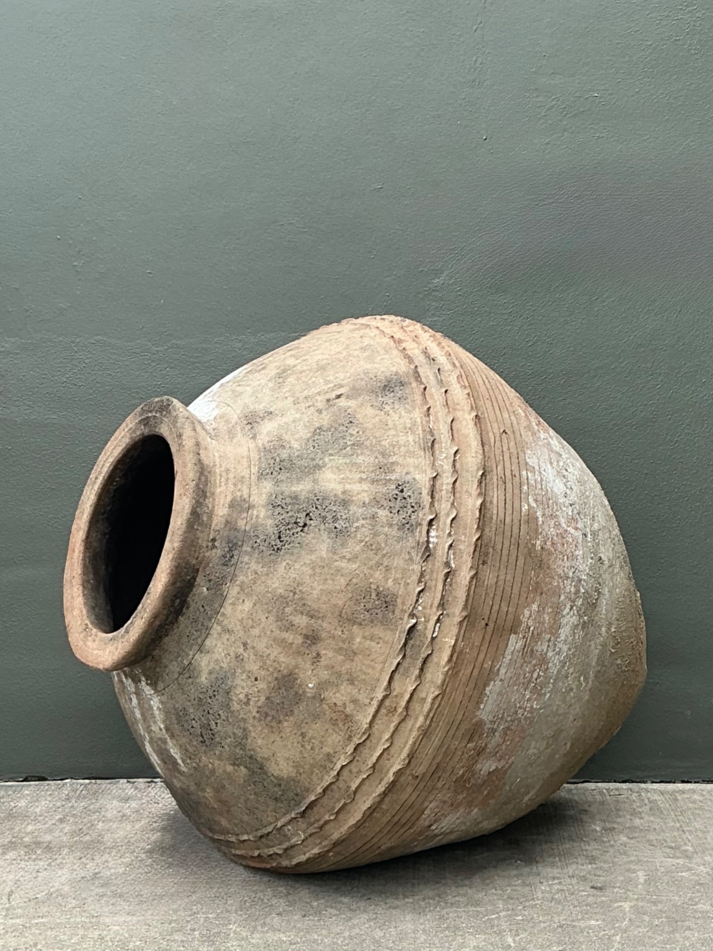 Vintage Monumental Terracotta Vessel - Side view