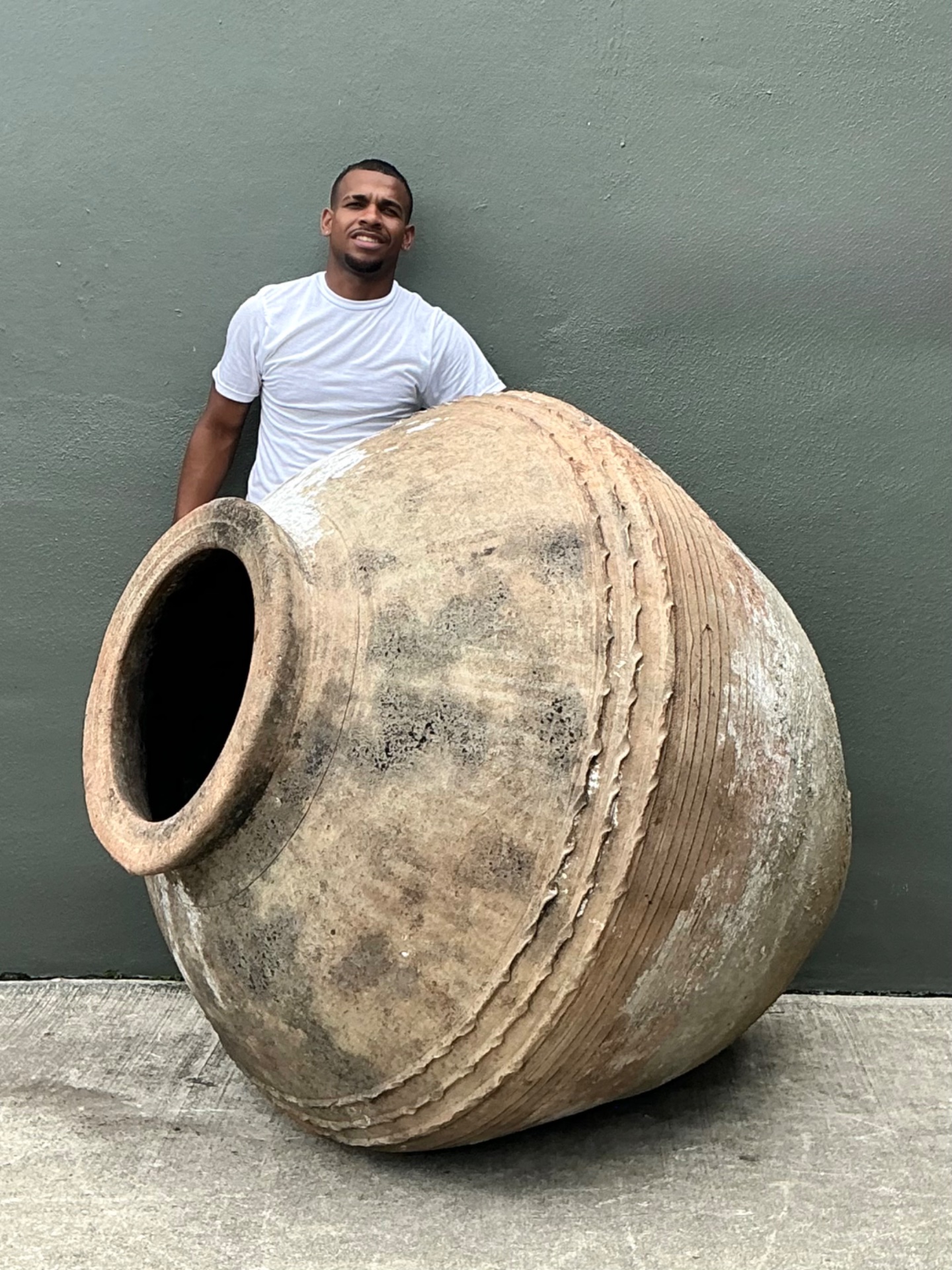 Vintage Monumental Terracotta Vessel - Back view