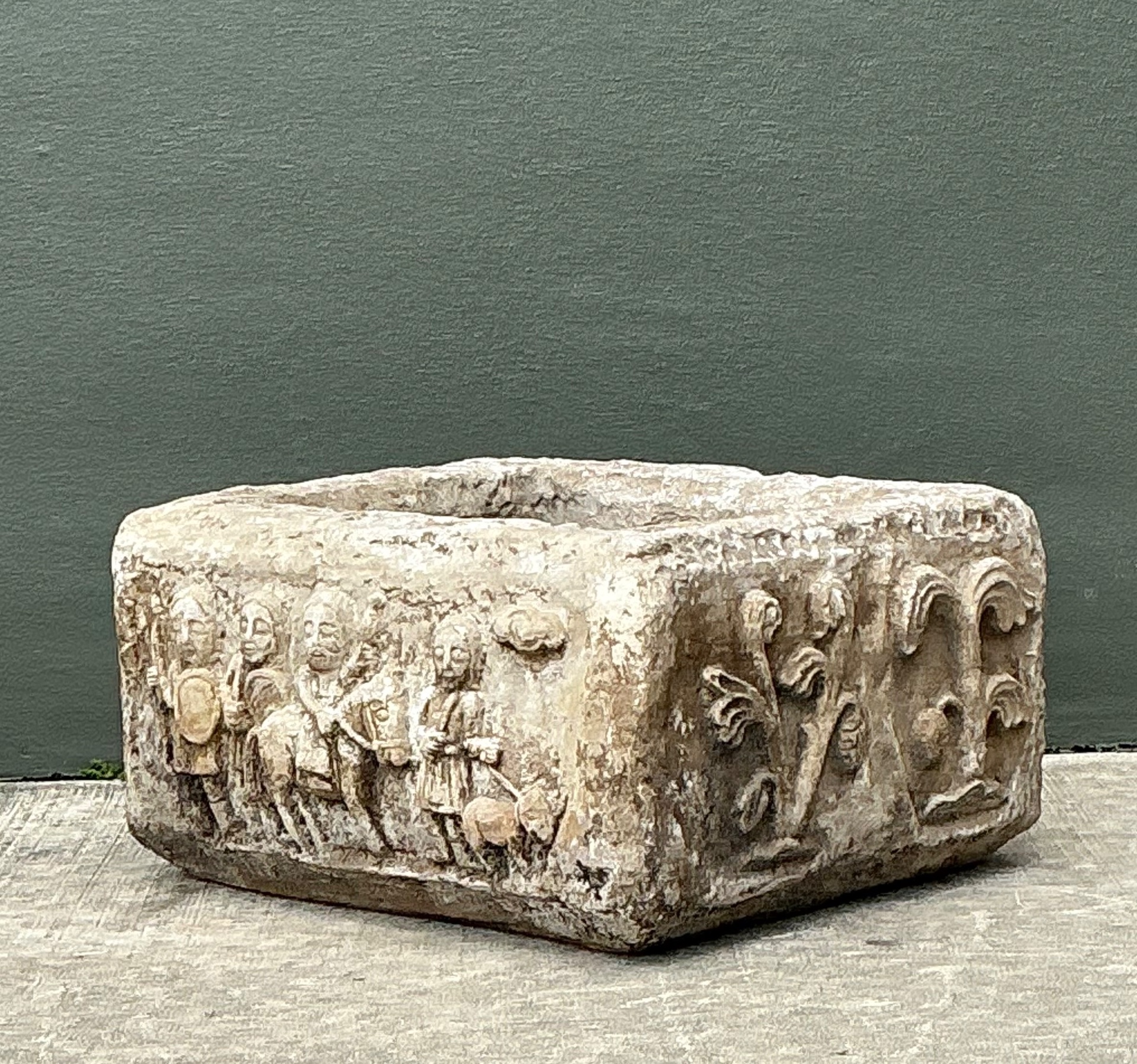Vintage Cement Over Fiberglass Figural Planter - Side view