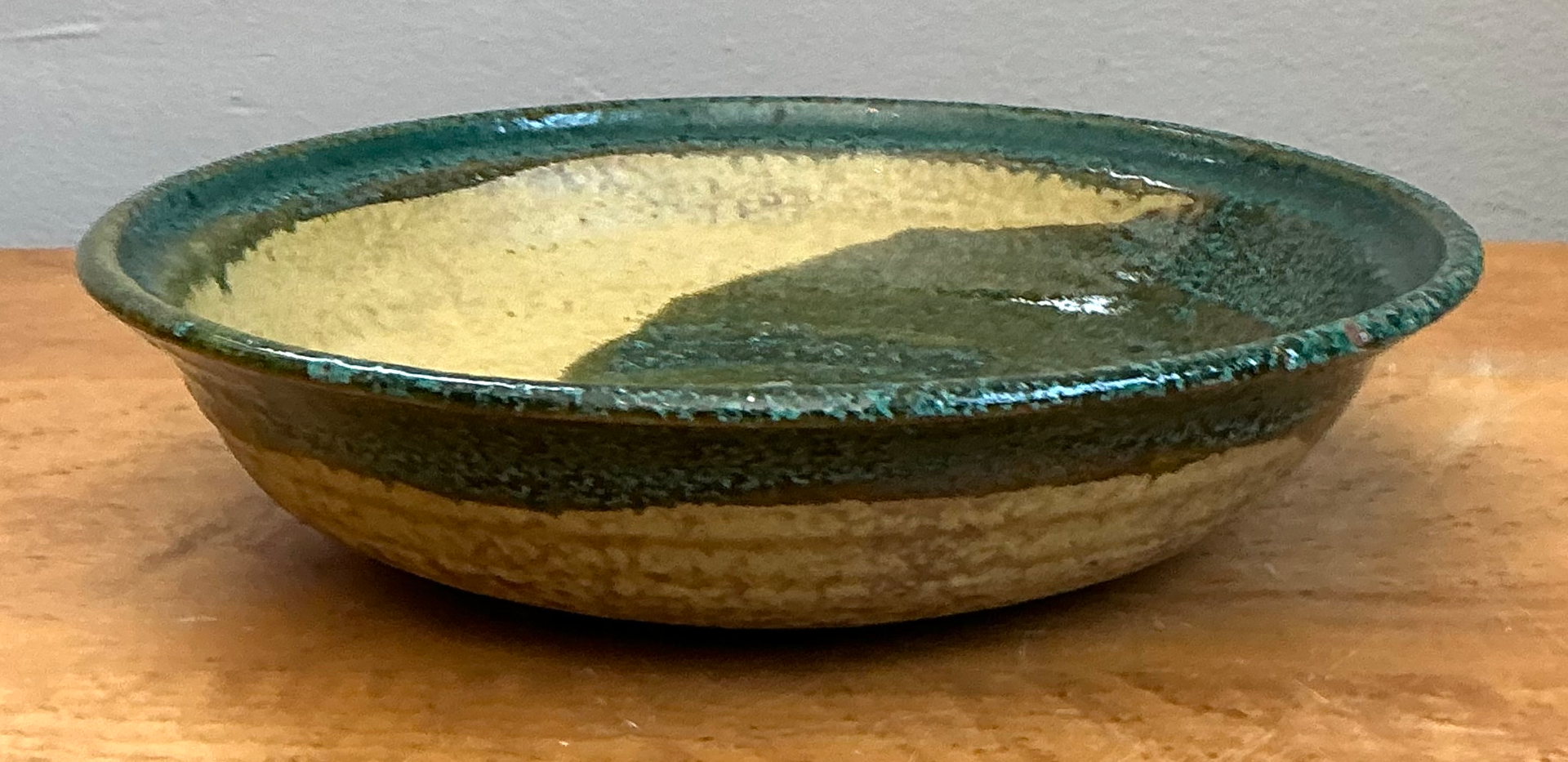 Vintage Abstract Glazed Pottery Bowl - Detail view
