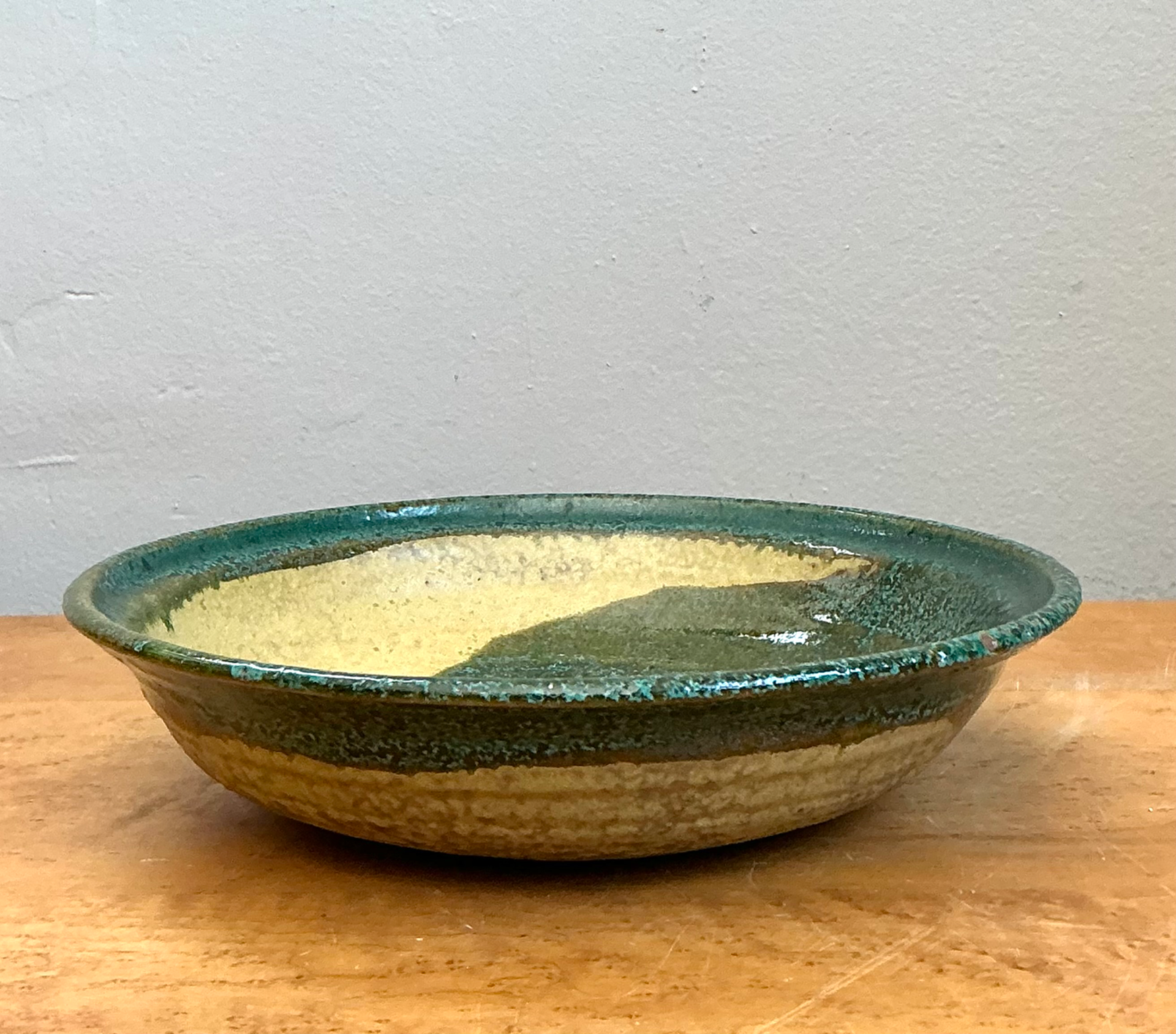 Vintage Abstract Glazed Pottery Bowl - Back view
