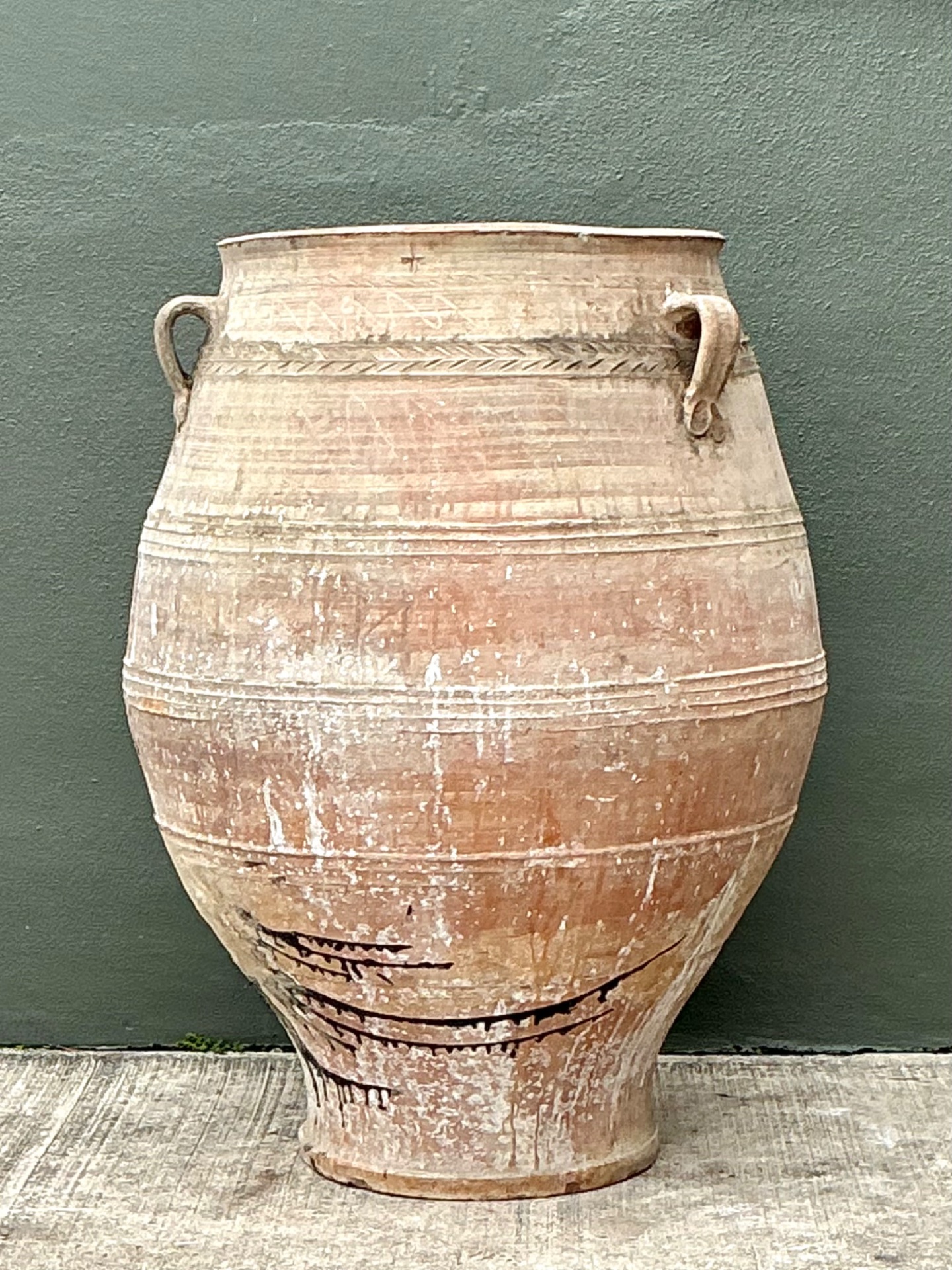 Vintage Monumental Turkish Terracotta Vessel - Back view