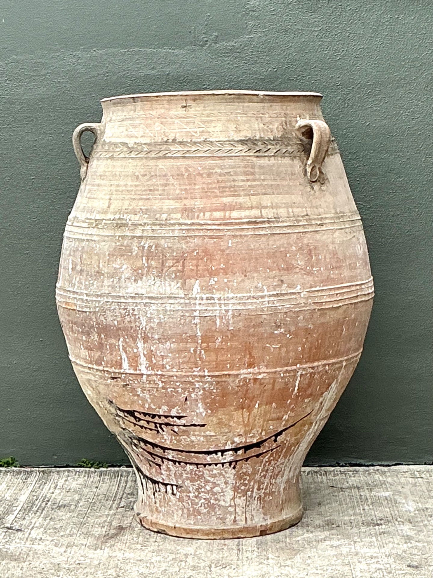 Vintage Monumental Turkish Terracotta Vessel - Detail view