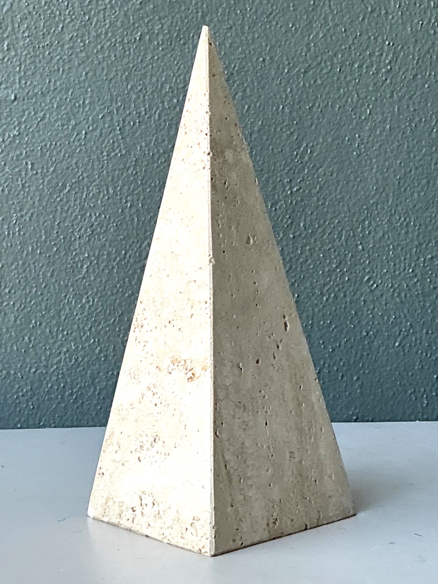 Vintage Travertine Pyramid Sculpture - Back view