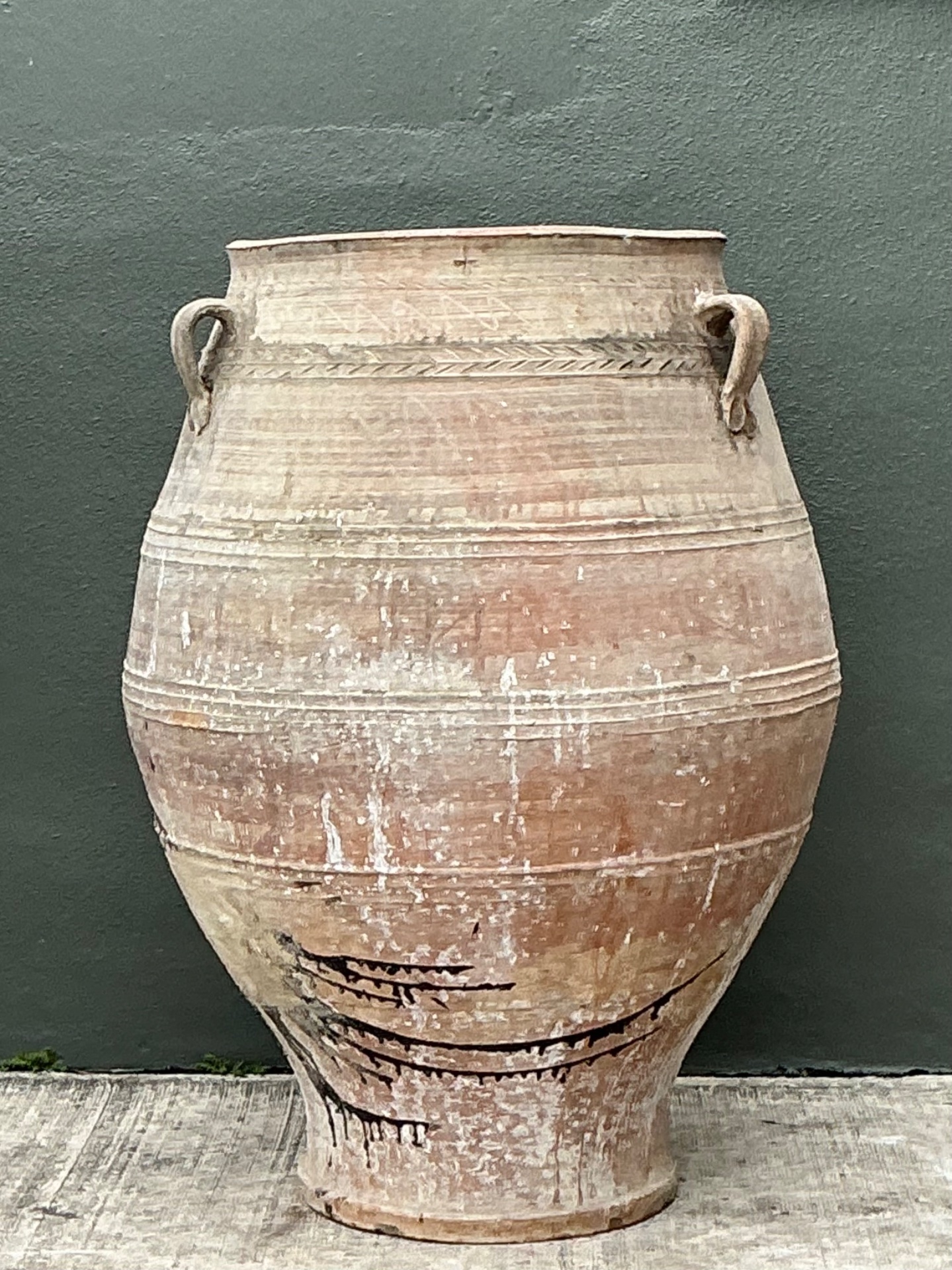 Vintage Monumental Turkish Terracotta Vessel - Side view