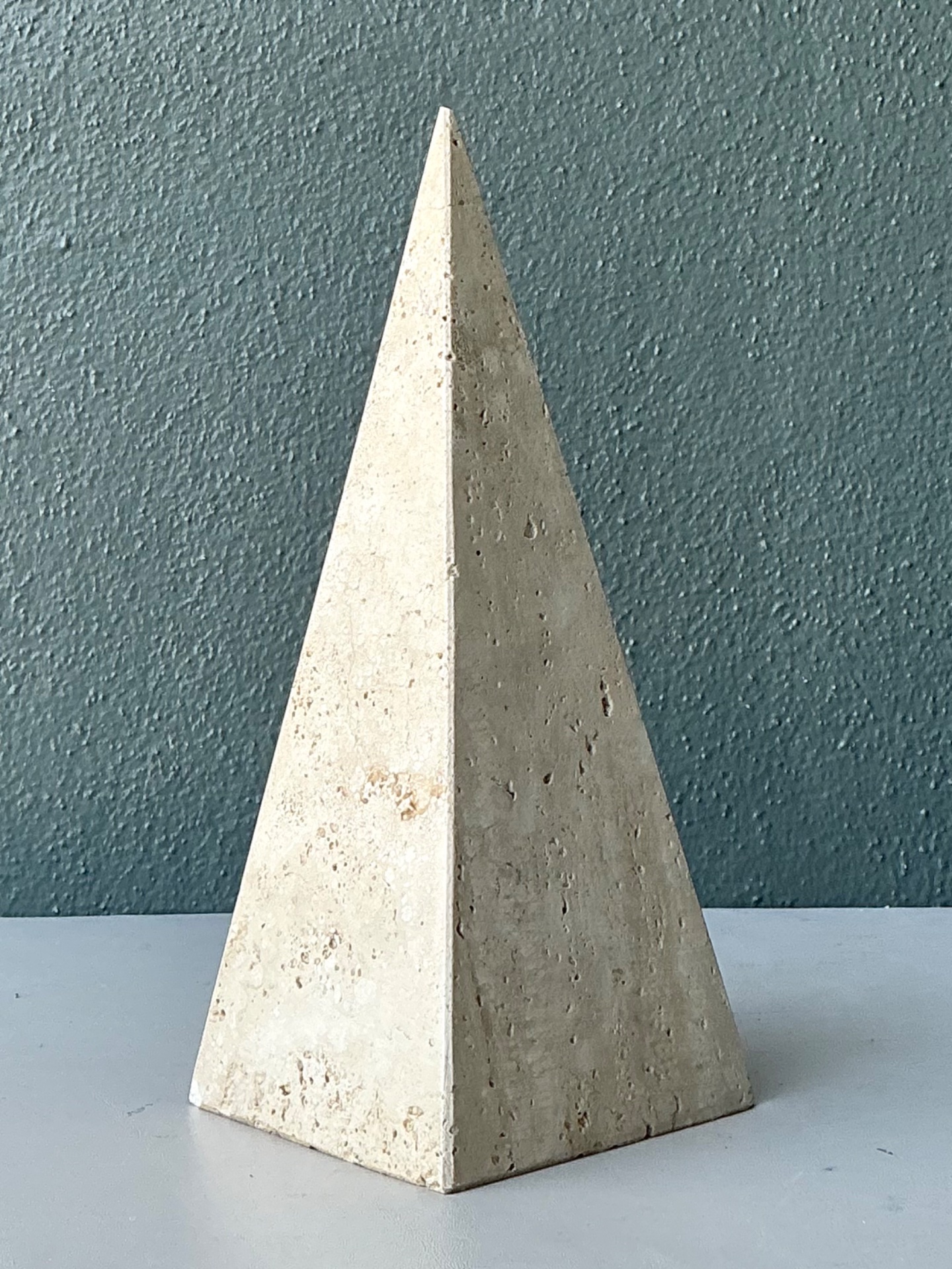 Vintage Travertine Pyramid Sculpture - Top view
