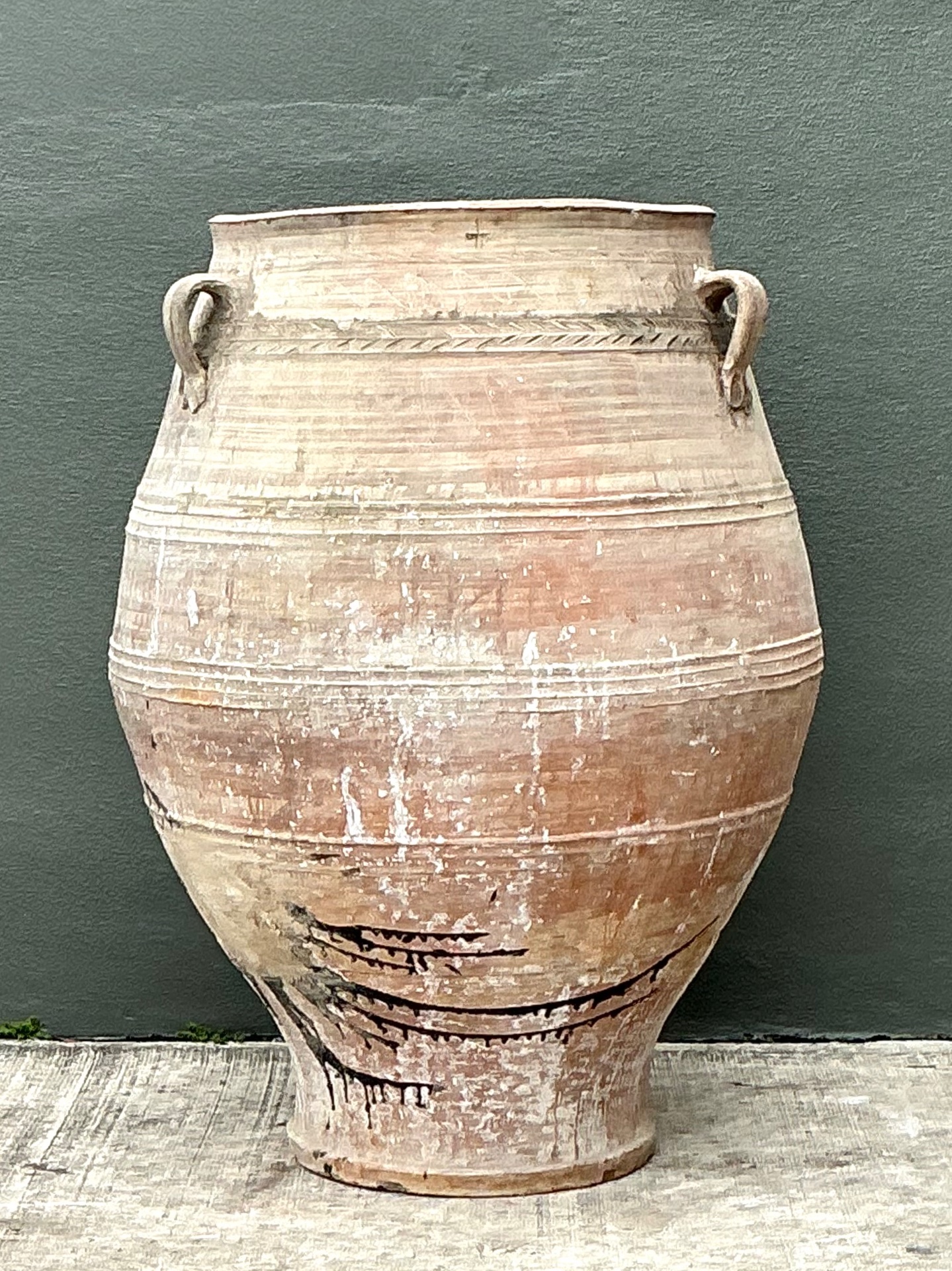 Vintage Monumental Turkish Terracotta Vessel - Top view