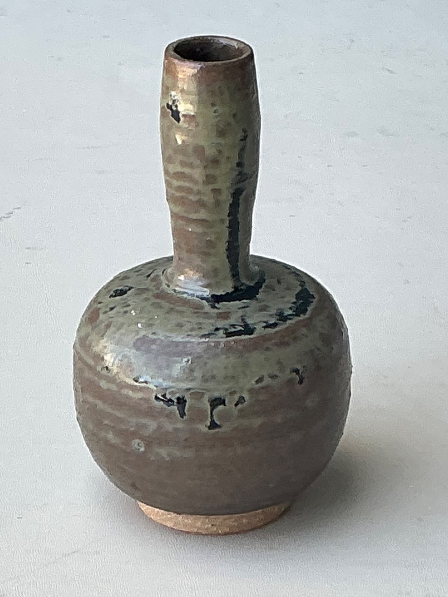 Vintage Handcrafted Ceramic Bud Vase - Back view