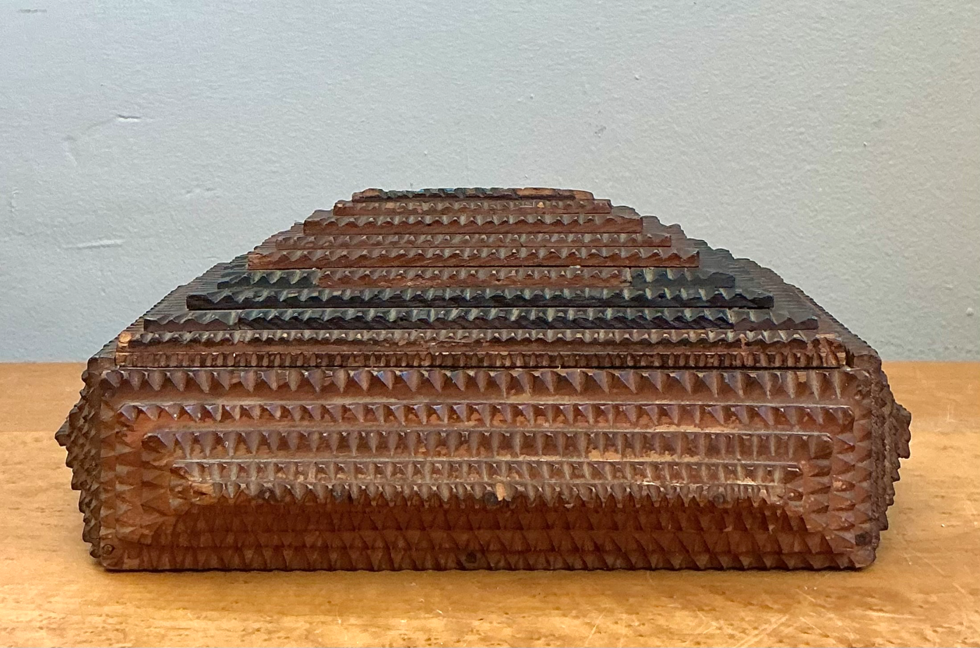Vintage Tramp Art Wood Box - Side view