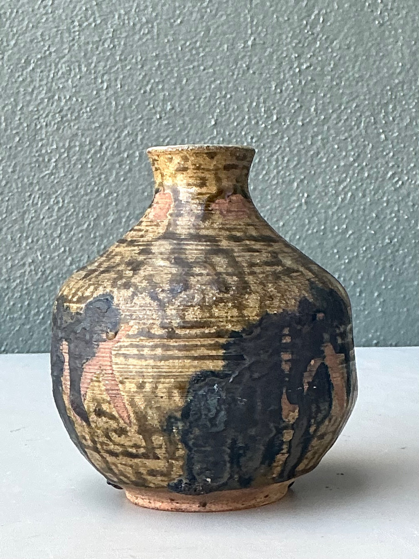 Vintage Handcrafted Ceramic Pottery Vase - Back view