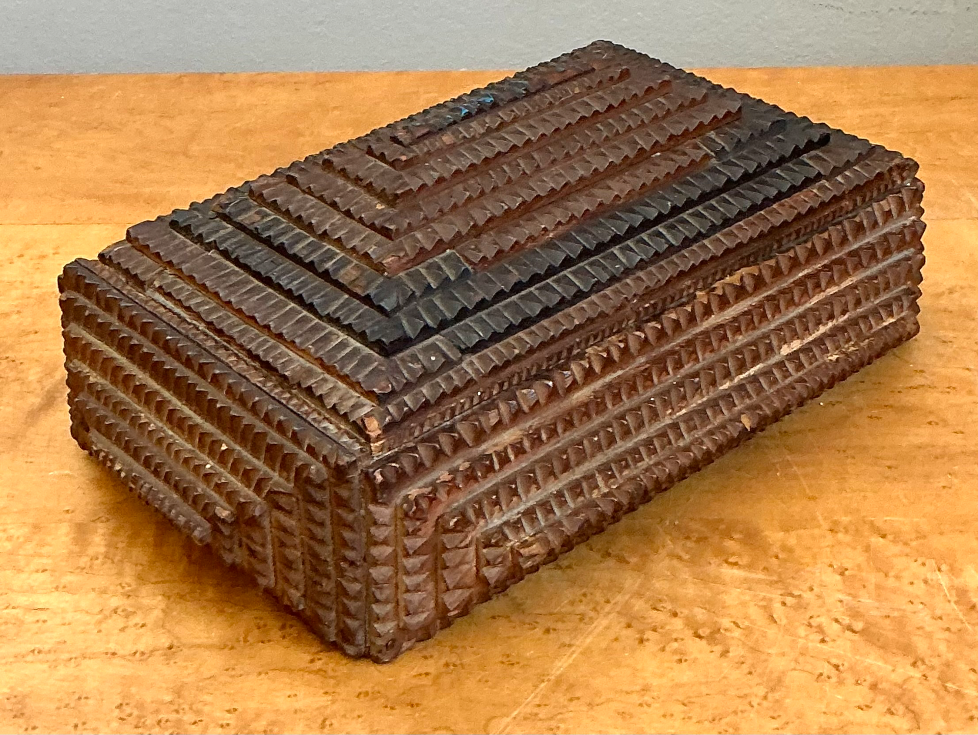Vintage Tramp Art Wood Box - Back view