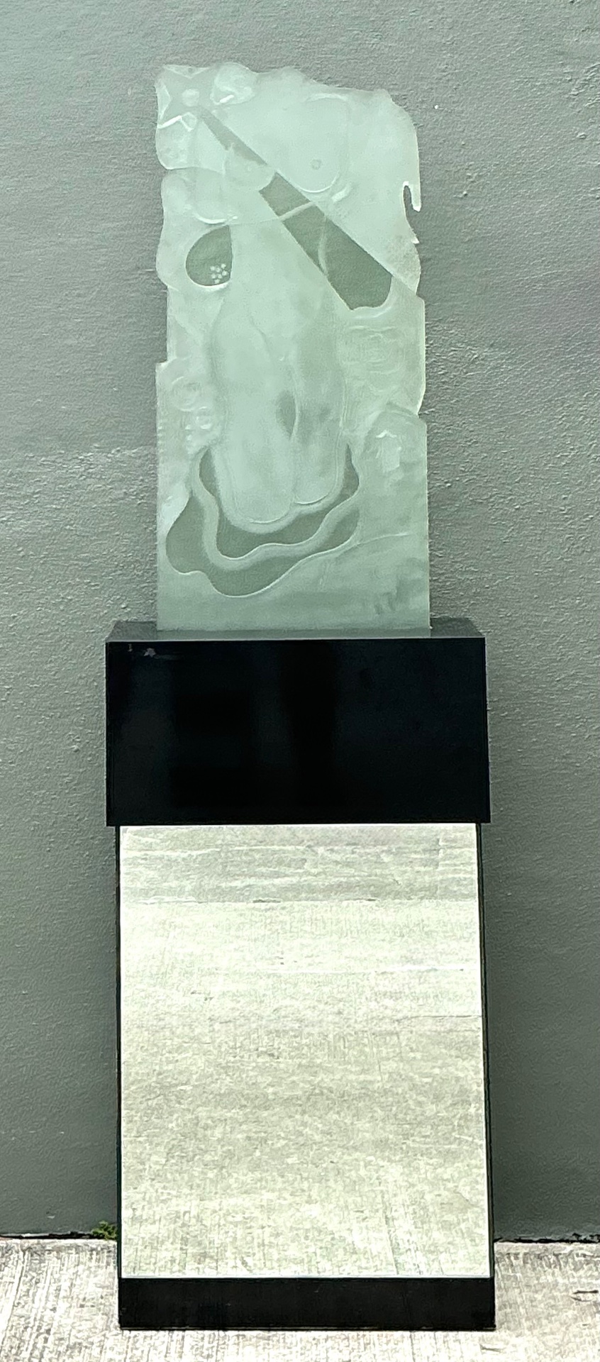 Vintage 1937 Joris Minne Et Albert Algae Frosted Glass Sculpture - Side view