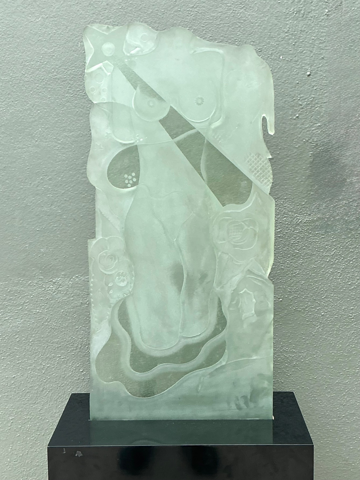 Vintage 1937 Joris Minne Et Albert Algae Frosted Glass Sculpture - Detail view