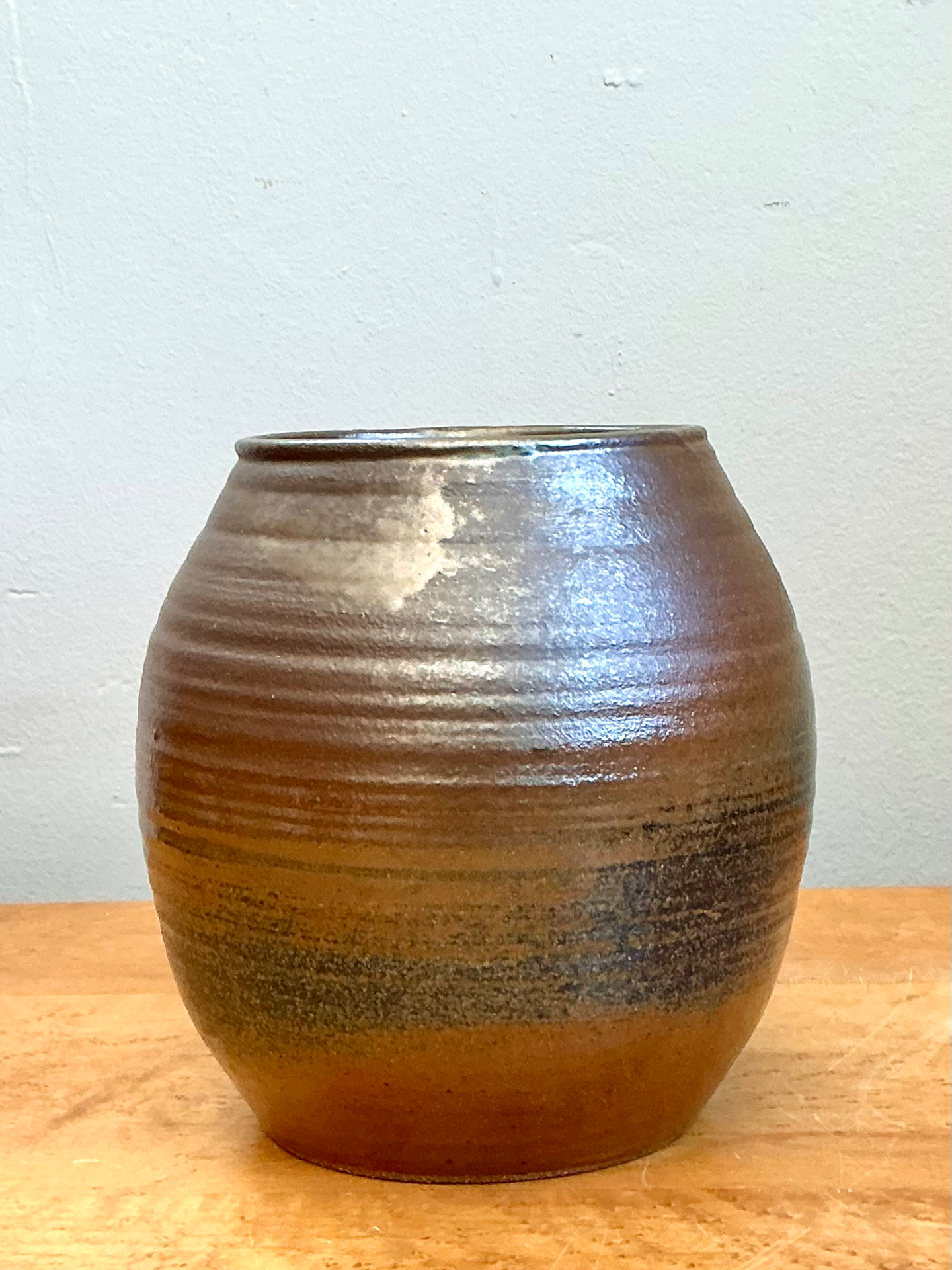 Vintage Brown Glazed Ceramic Vase - Detail view