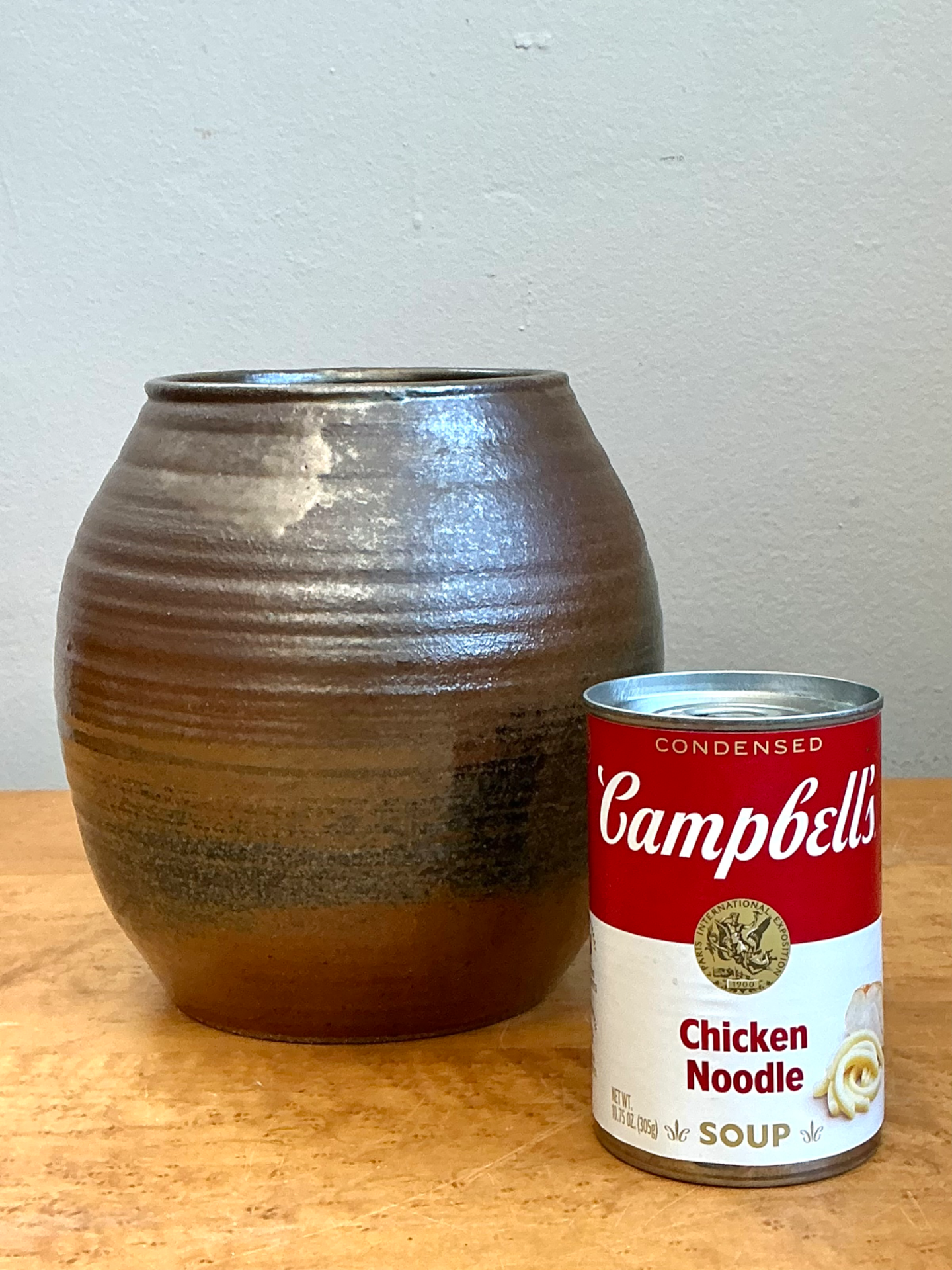 Vintage Brown Glazed Ceramic Vase - Back view