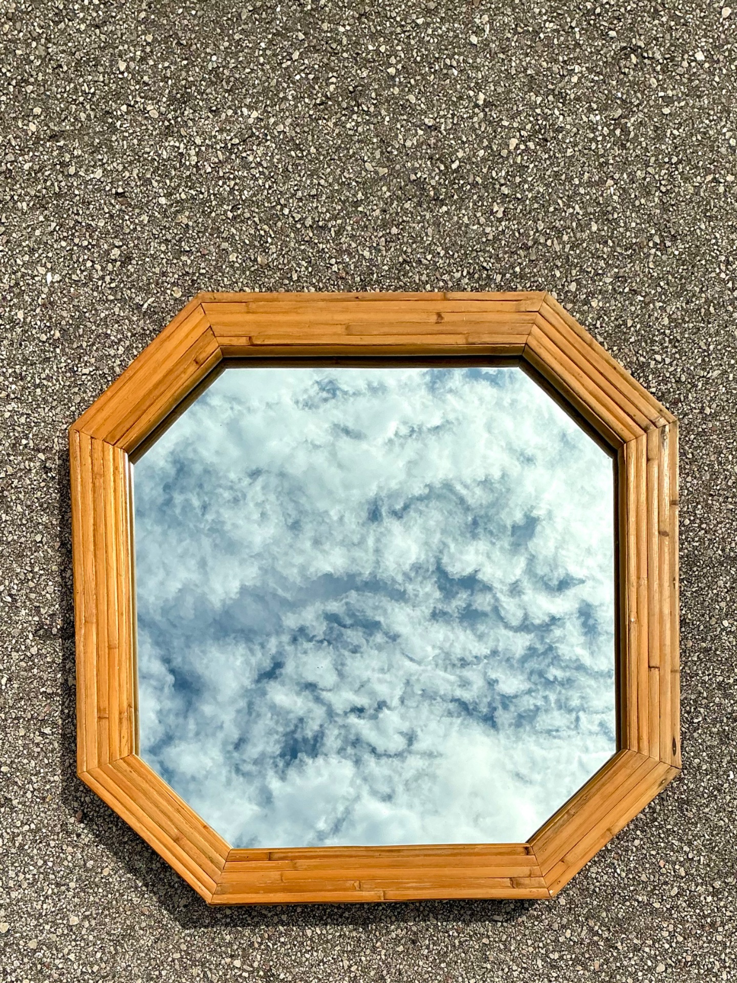 Vintage Octagonal Bamboo Wall Mirror - Detail view