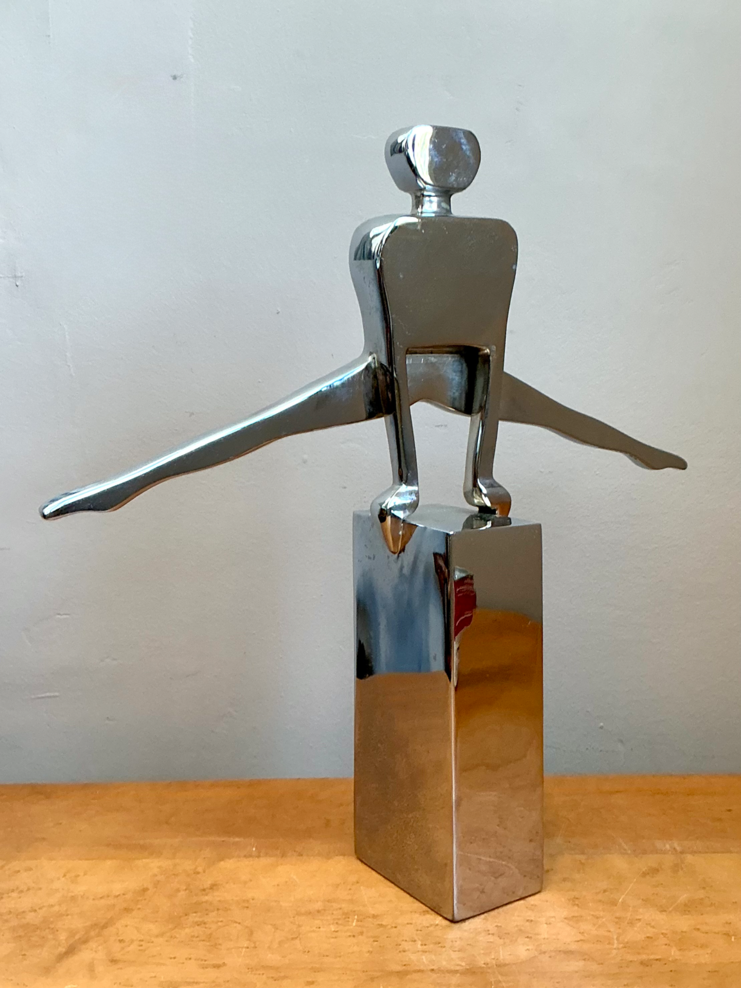 Vintage Chrome Figurative Sculpture - Side view