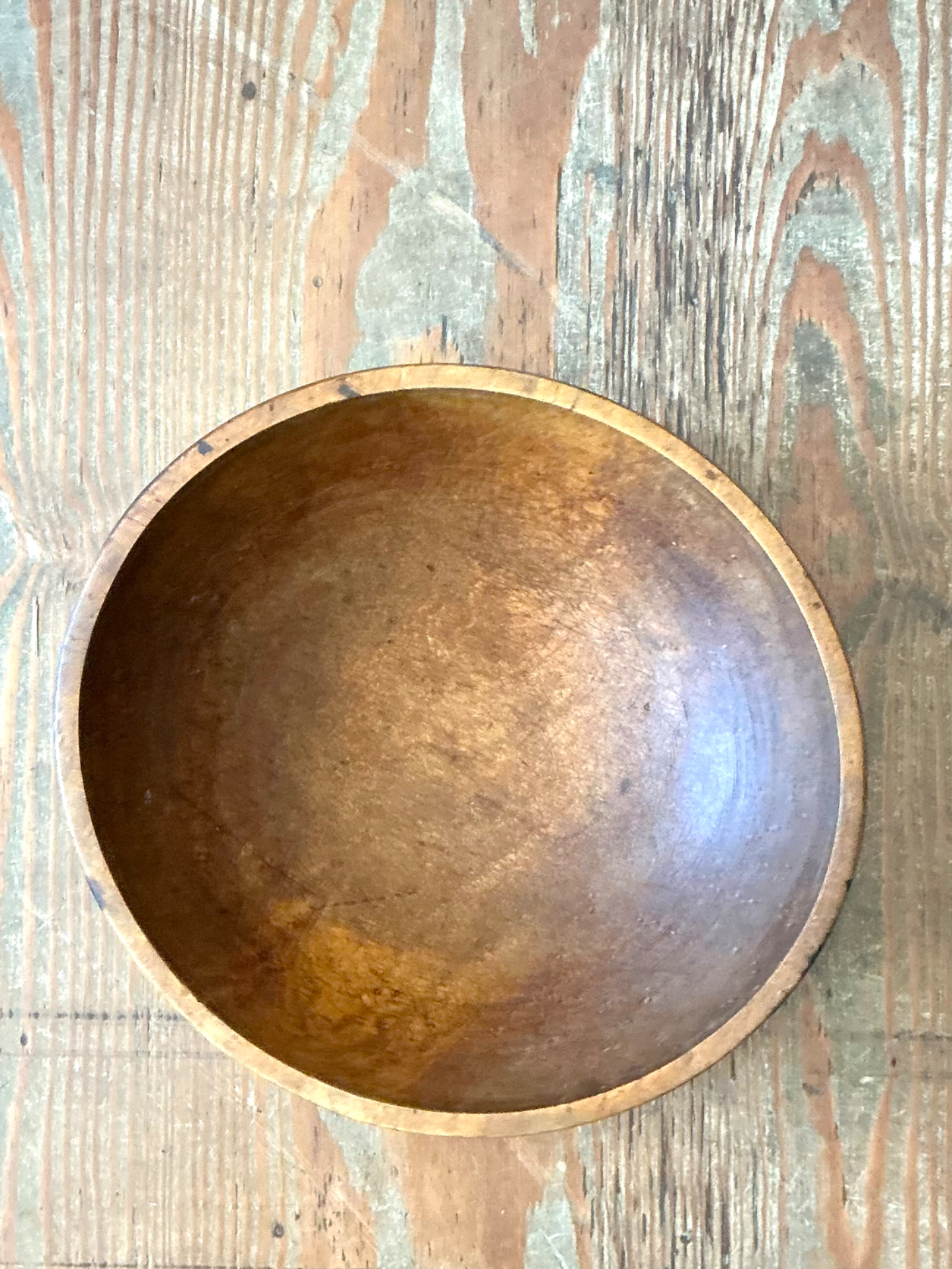 Vintage Large Wood Salad Bowl - Top view