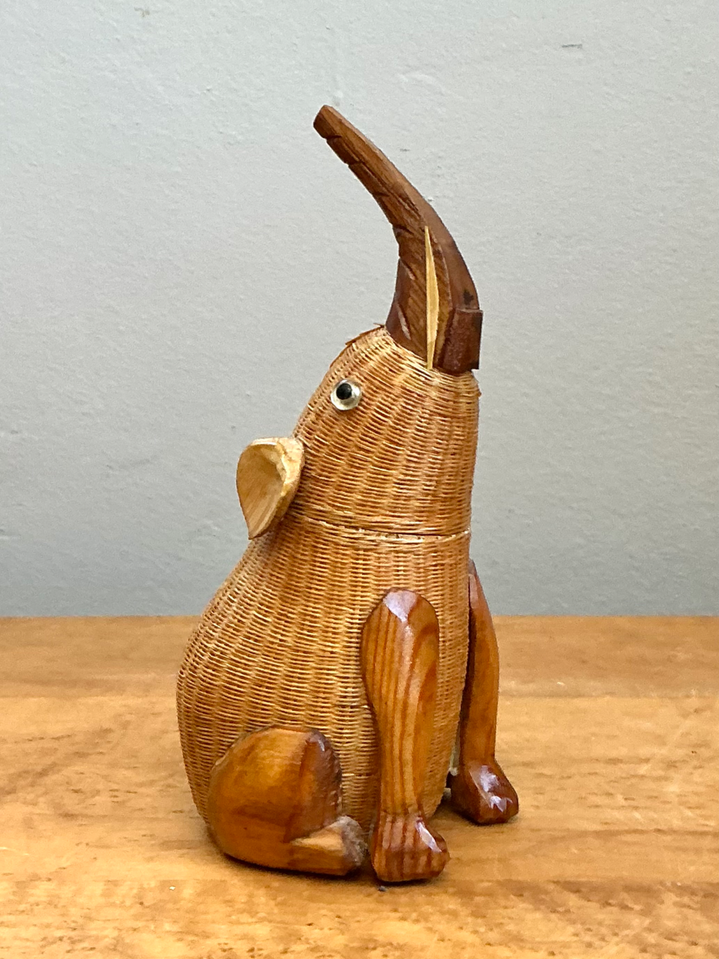 Vintage Shanghai Weave Rattan Elephant - Back view