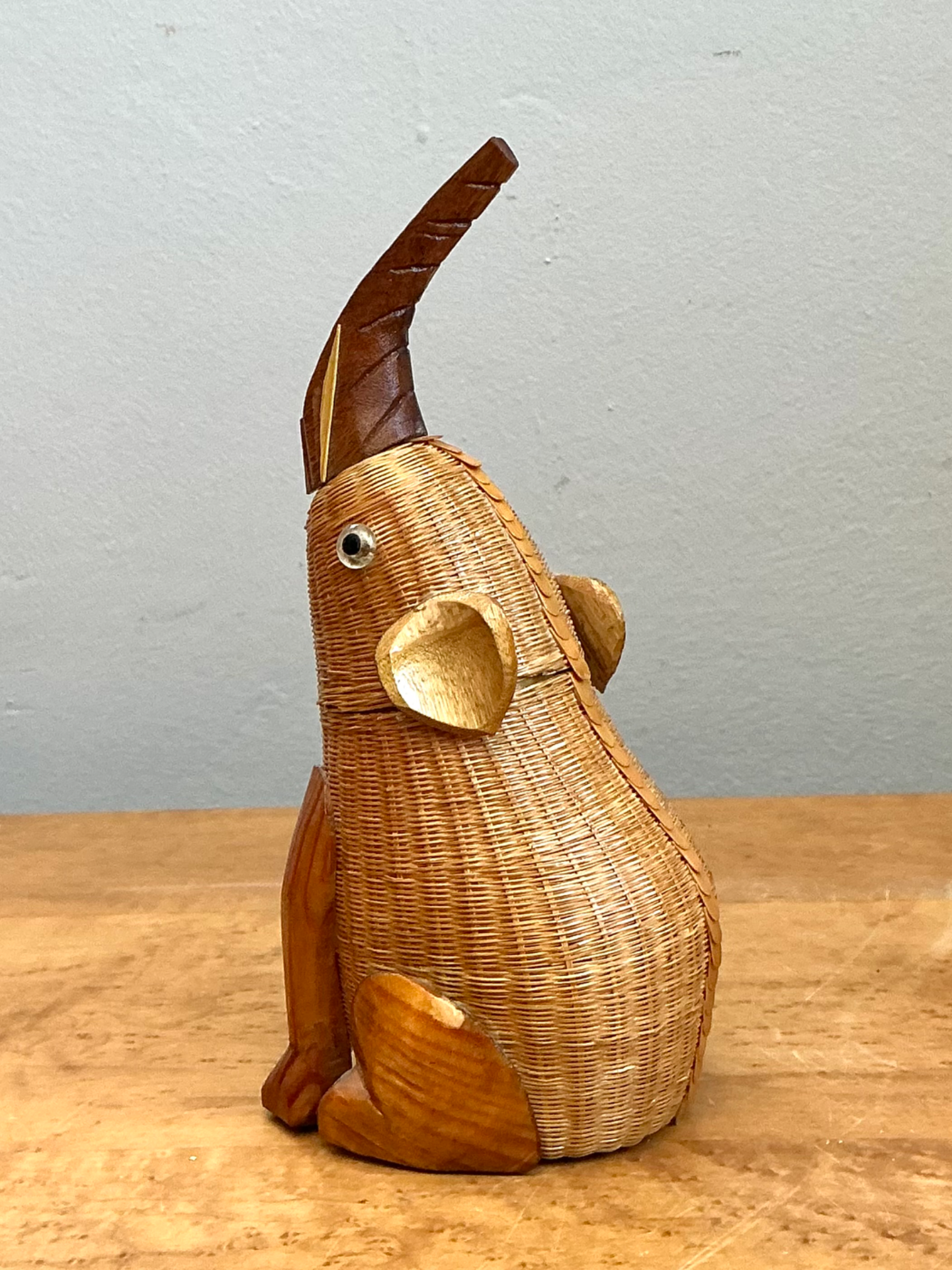 Vintage Shanghai Weave Rattan Elephant - Top view