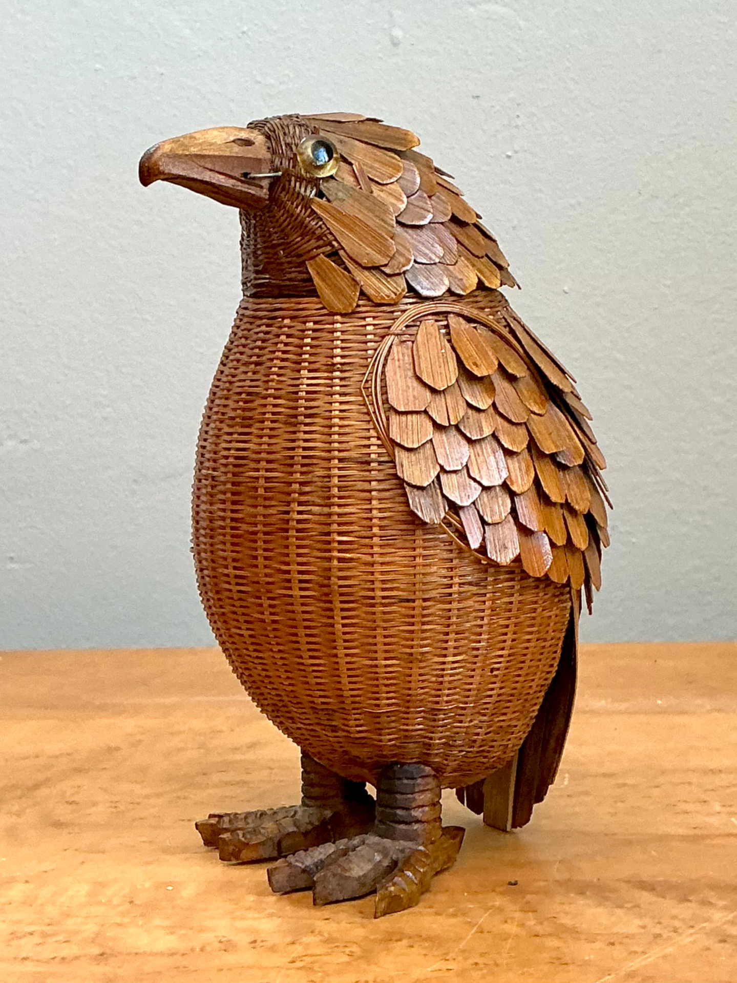 Vintage Shanghai Weave Woven Rattan Bird - Detail view