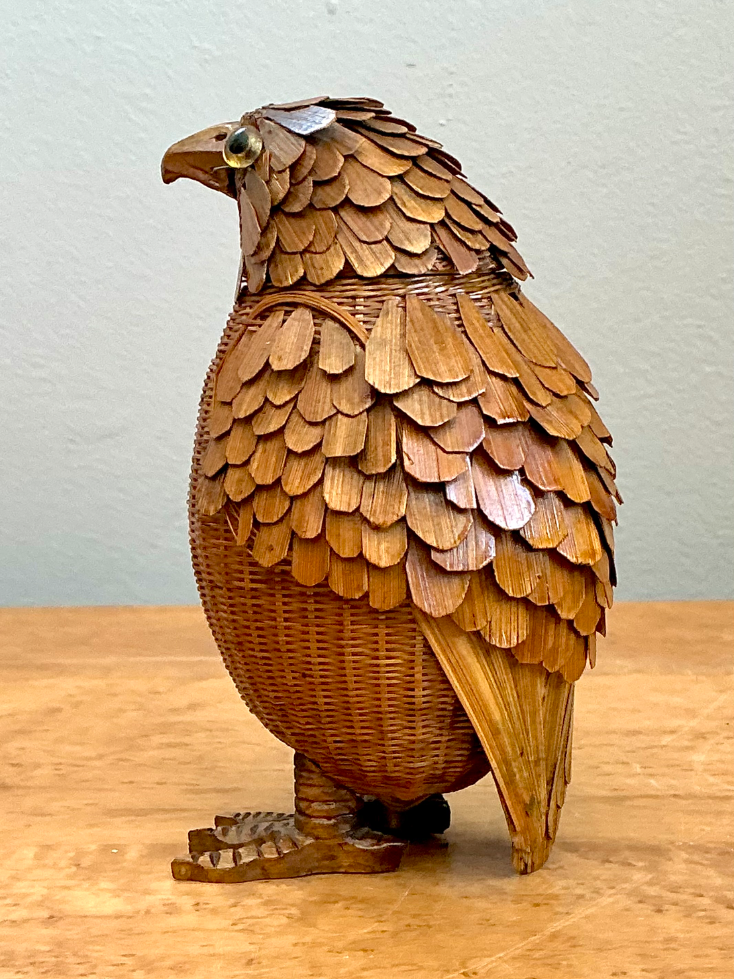 Vintage Shanghai Weave Woven Rattan Bird - Back view
