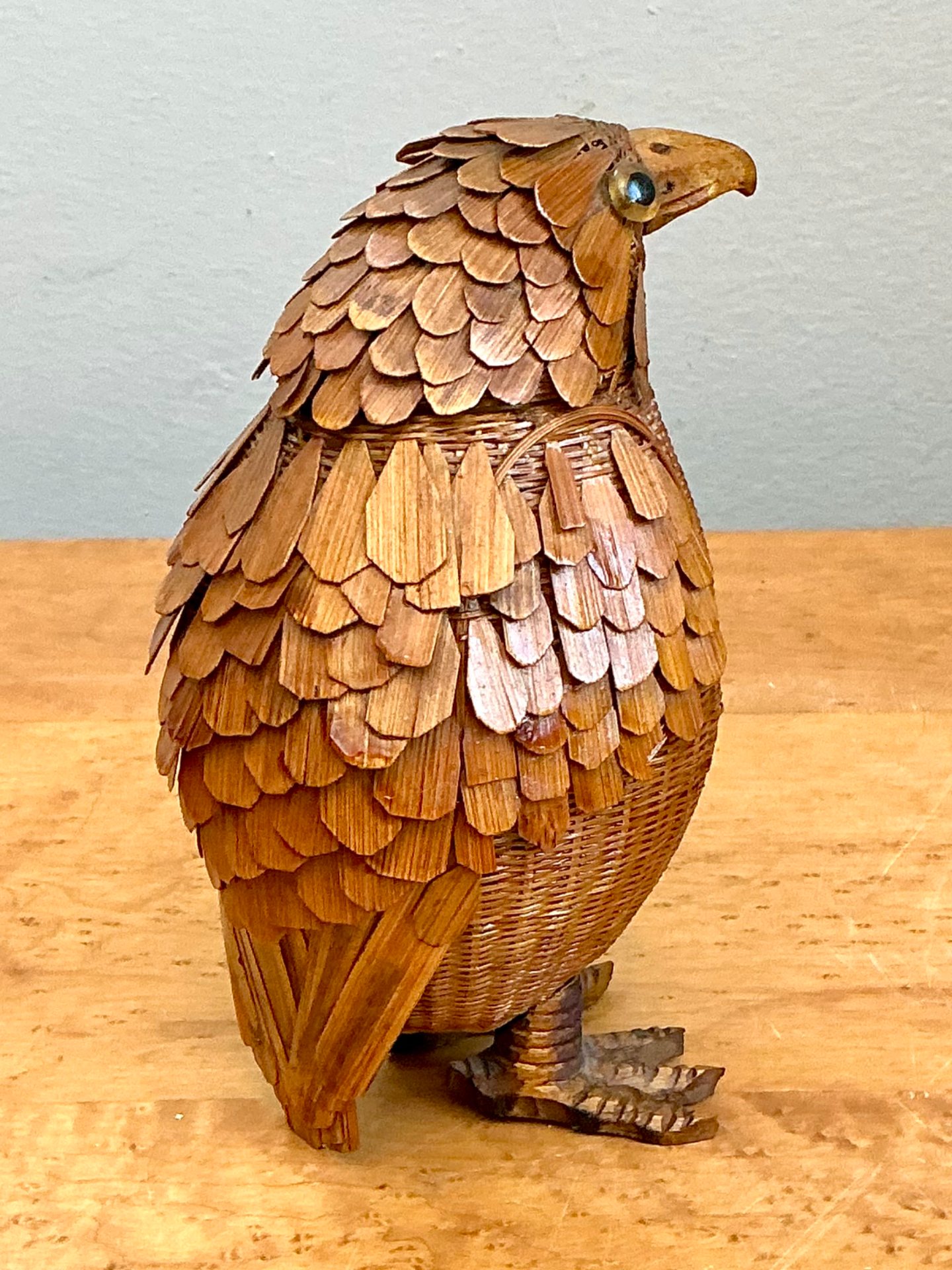 Vintage Shanghai Weave Woven Rattan Bird - Top view