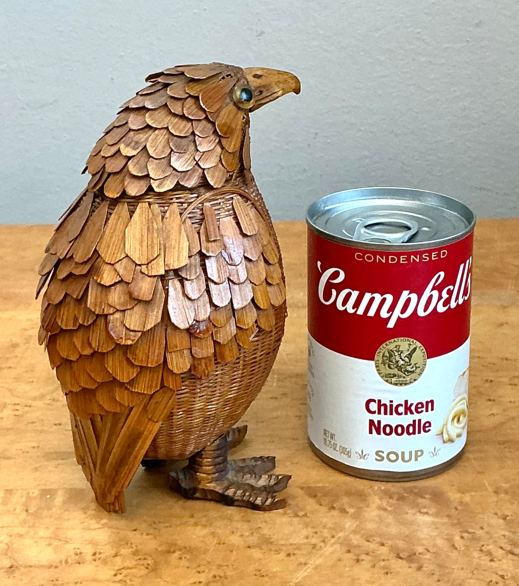 Vintage Shanghai Weave Woven Rattan Bird - Side view