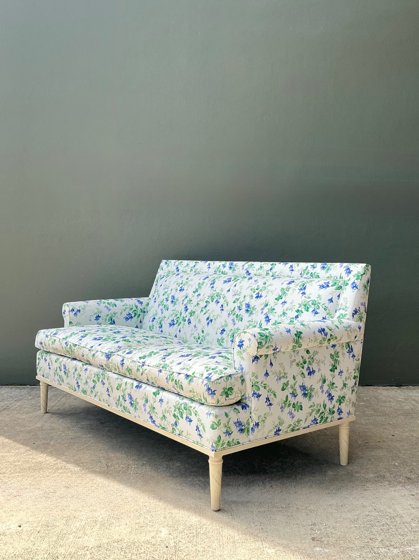 Vintage Schumacher “Garden Gate” Printed Sofa - Side view