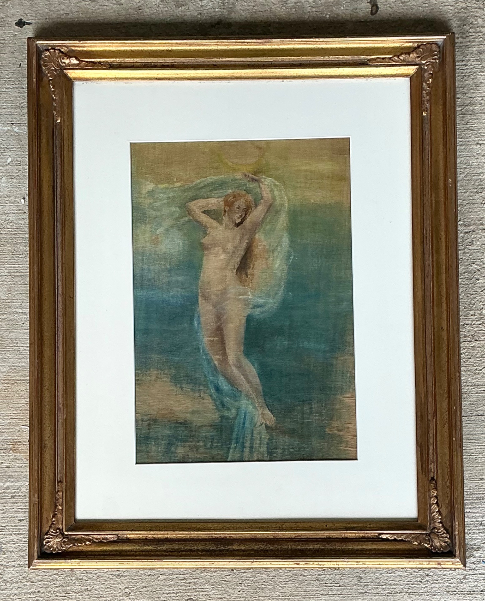 Vintage Original Nude Oil On Canvas - Side view