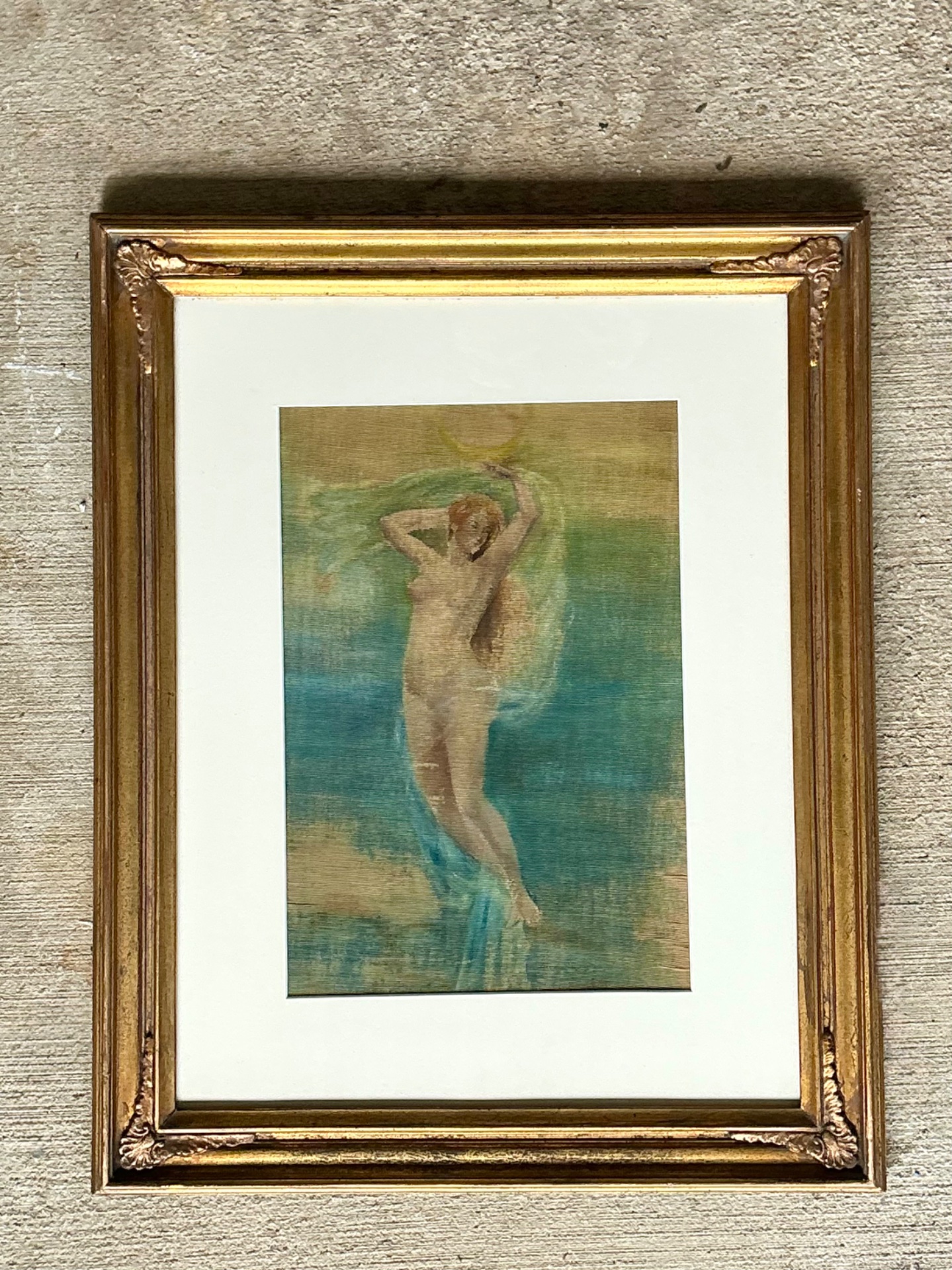 Vintage Original Nude Oil On Canvas - Top view