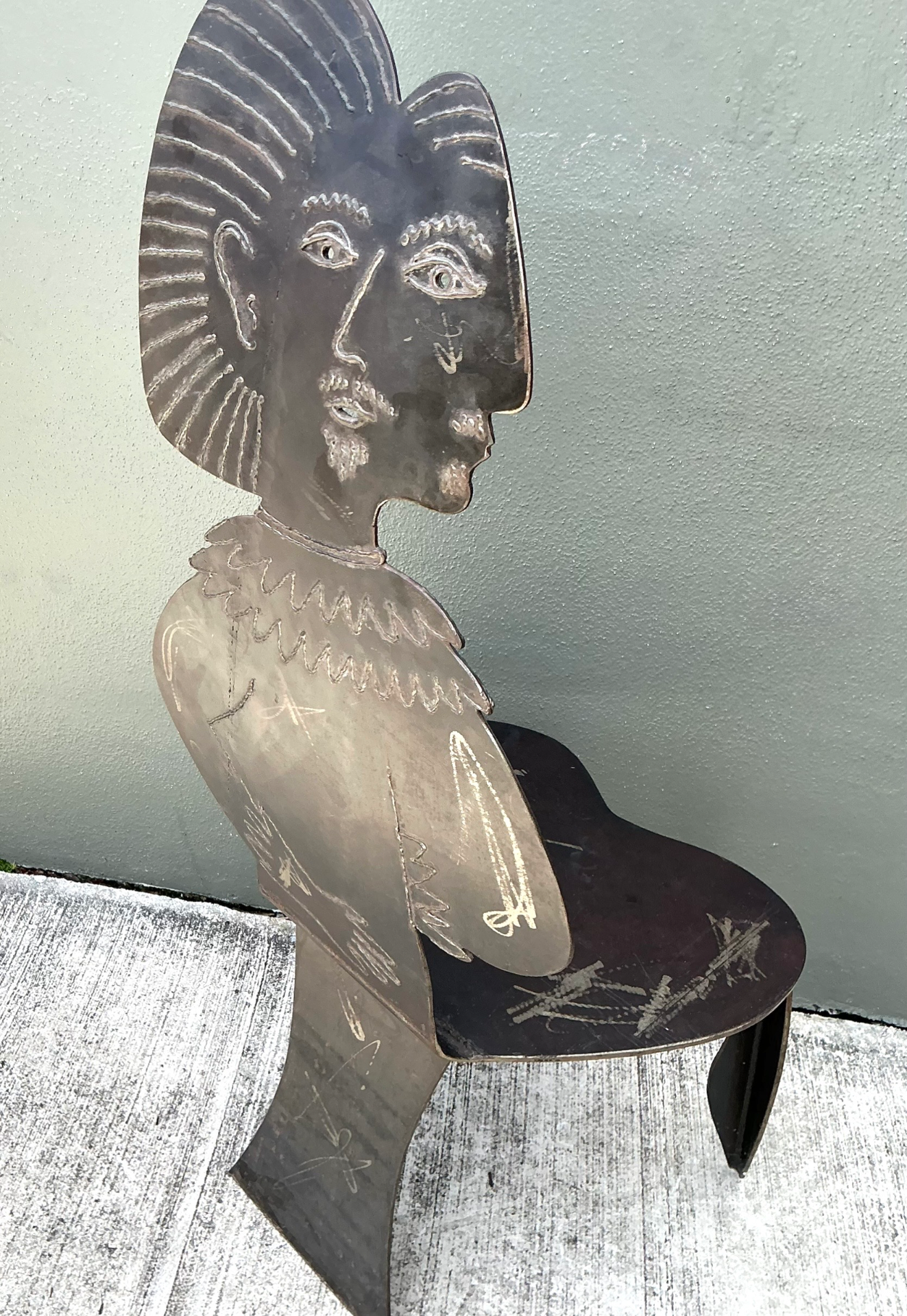 Vintage Metal Figurative Chair - Side view