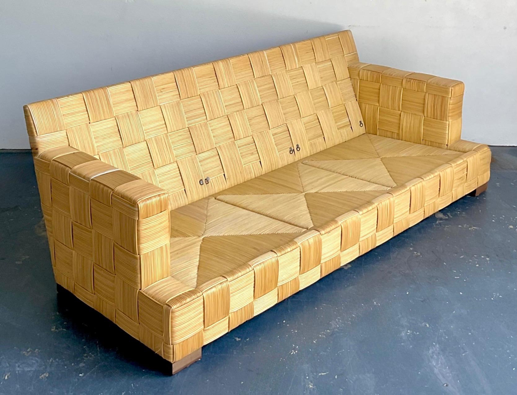 Vintage Donghia “Block Island” Woven Rattan Sofa - Side view