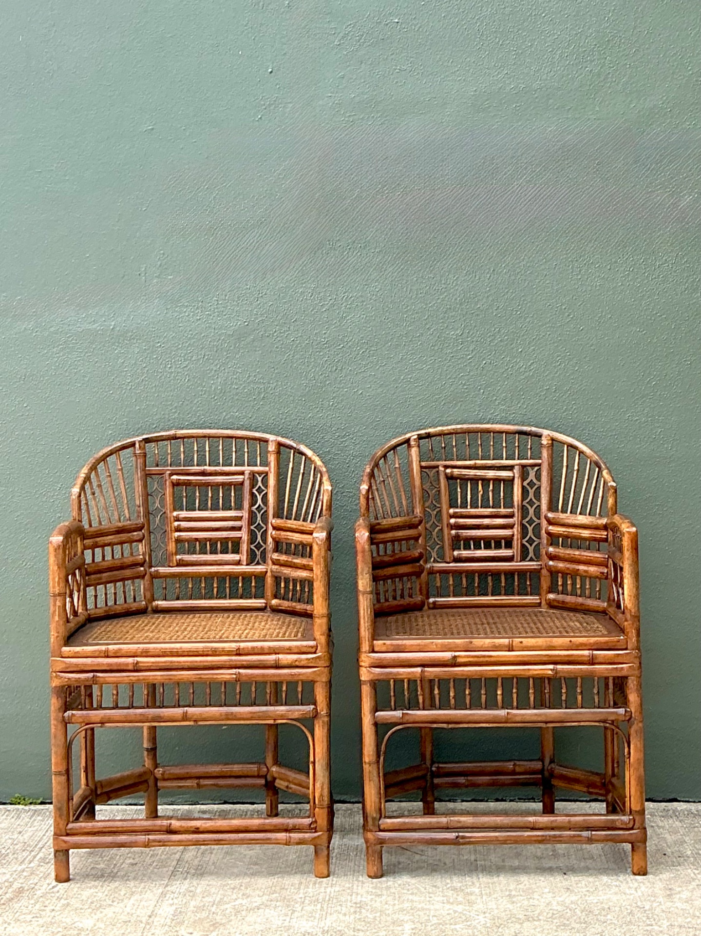 Vintage Brighton Pavillion Rattan Chairs - A Pair - Top view