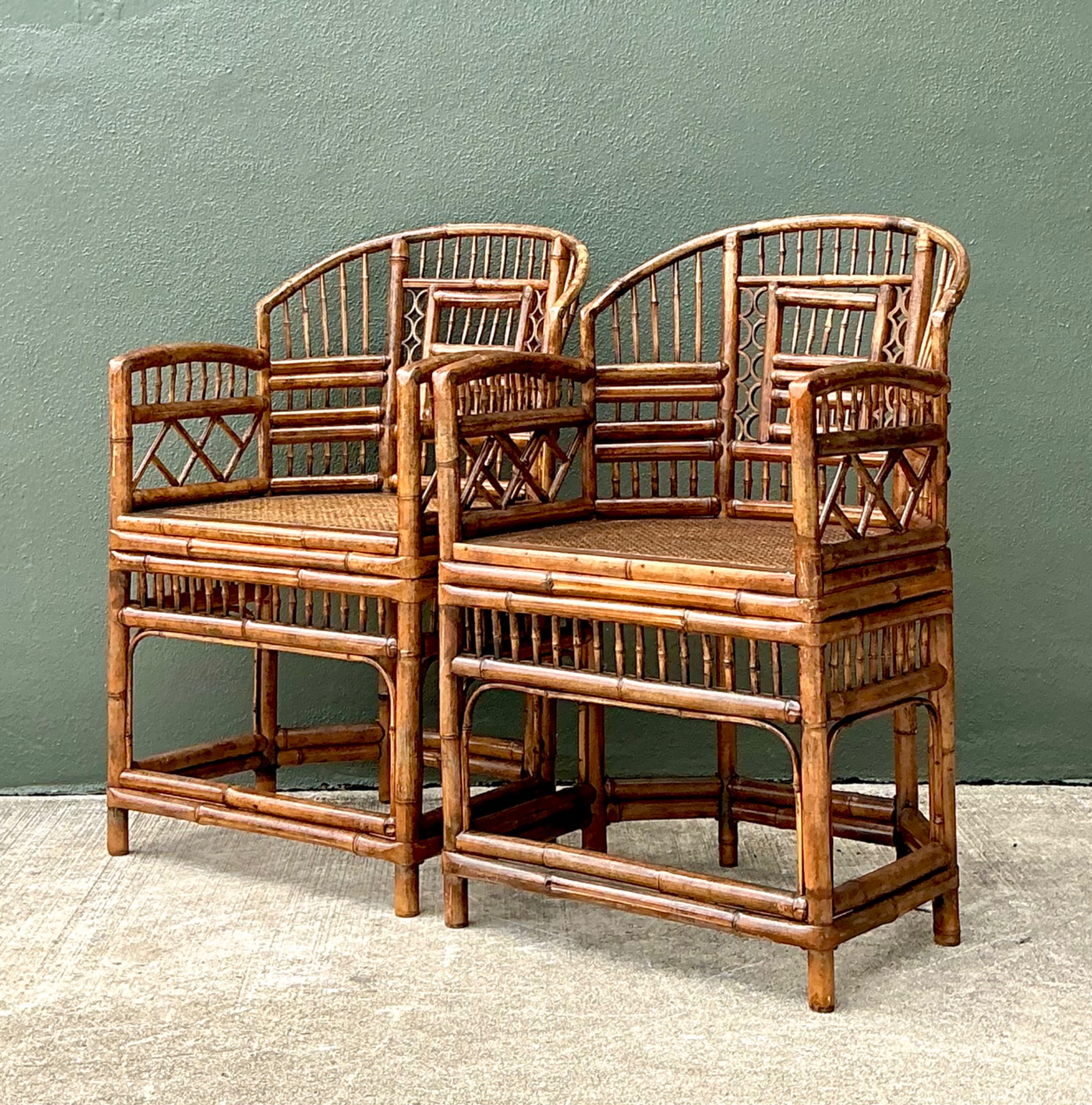 Vintage Brighton Pavillion Rattan Chairs - A Pair - Side view