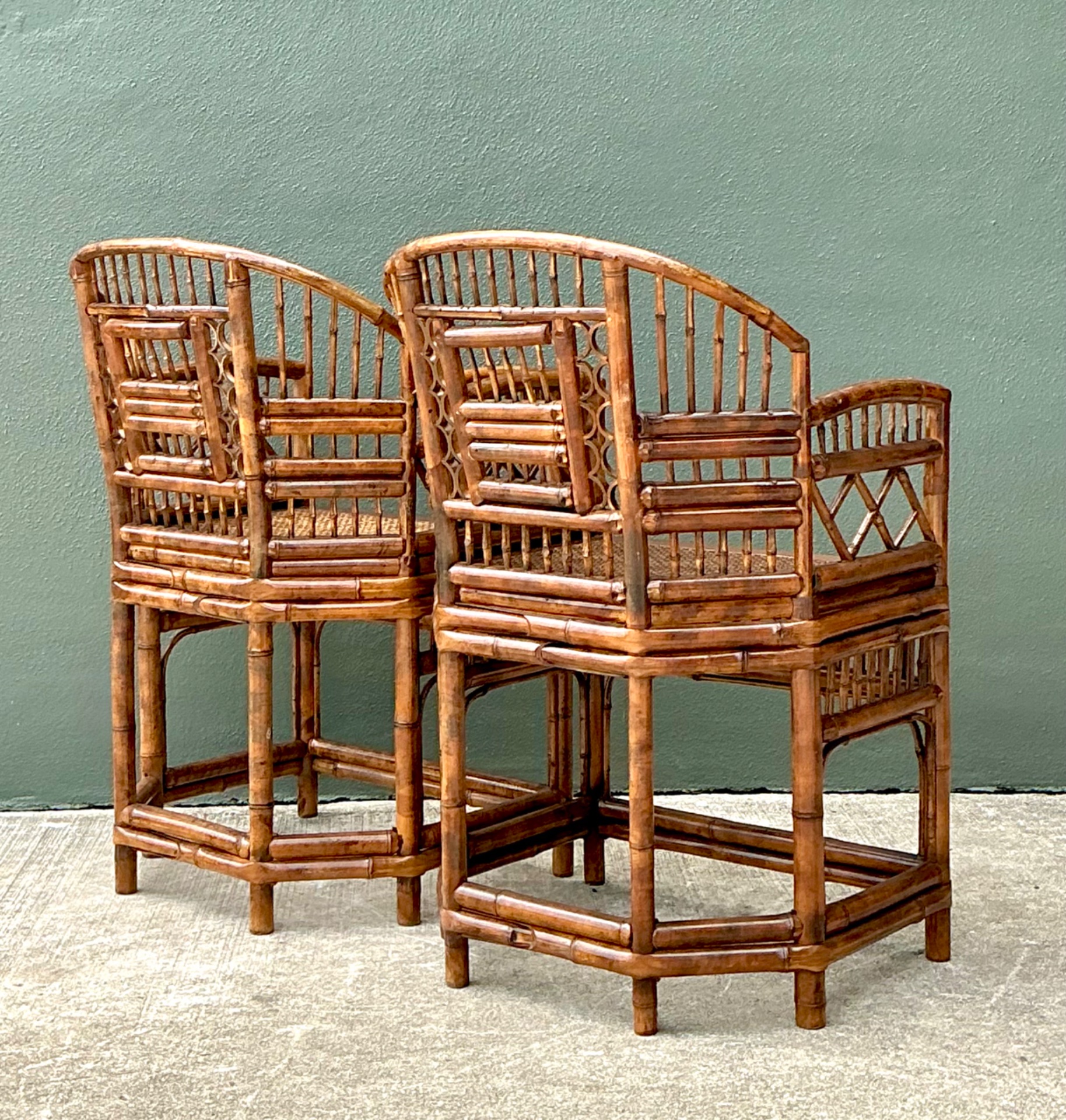 Vintage Brighton Pavillion Rattan Chairs - A Pair - Back view