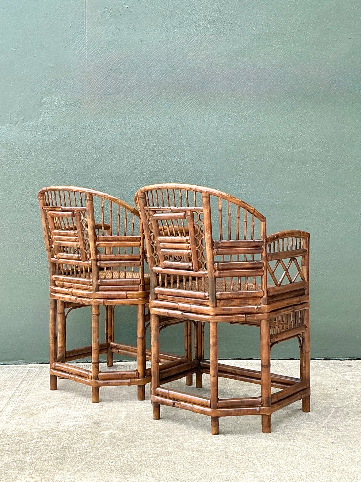 Vintage Brighton Pavillion Rattan Chairs - A Pair - Detail view